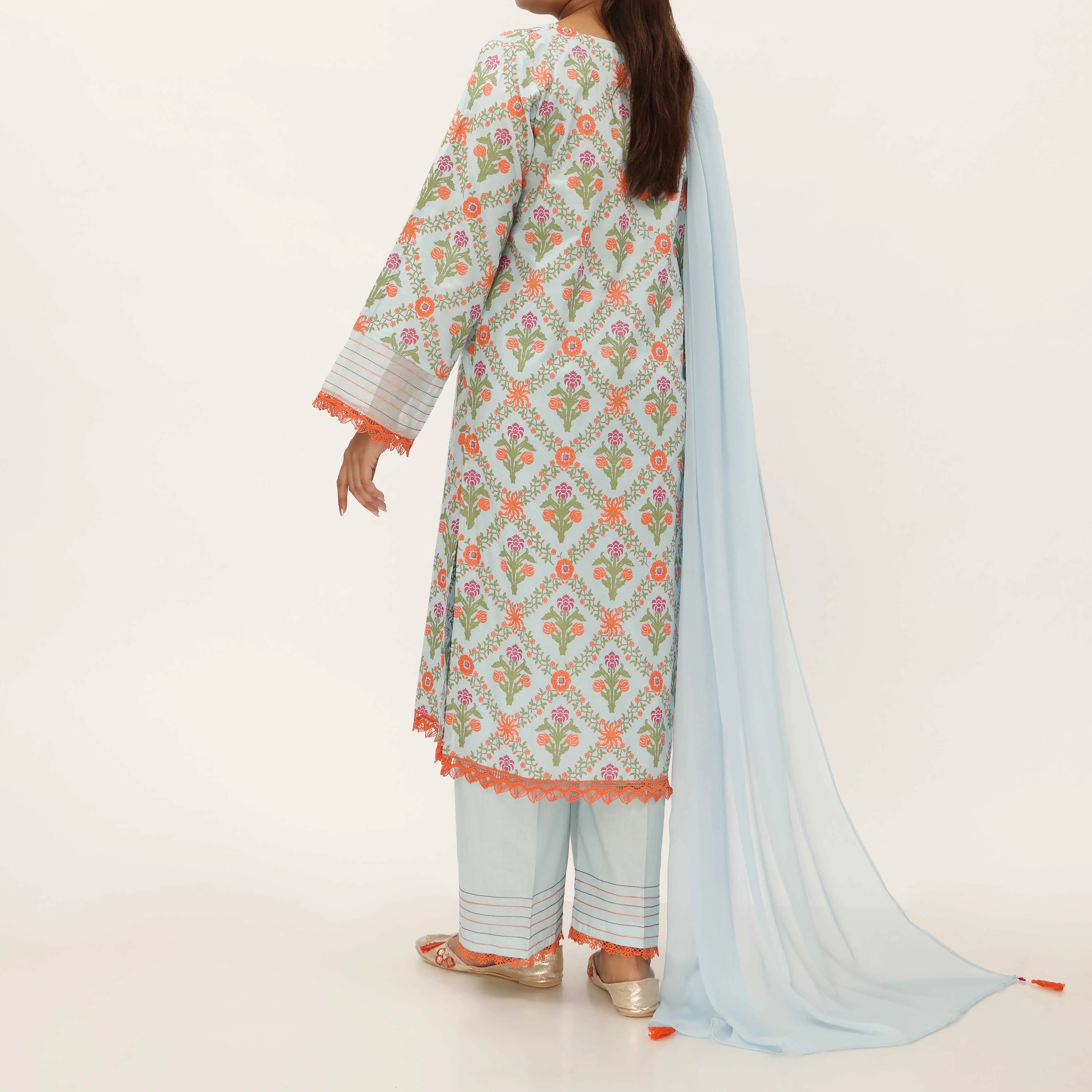 3PC- Screen Printed Cambric Suit PS5090 - Image 4