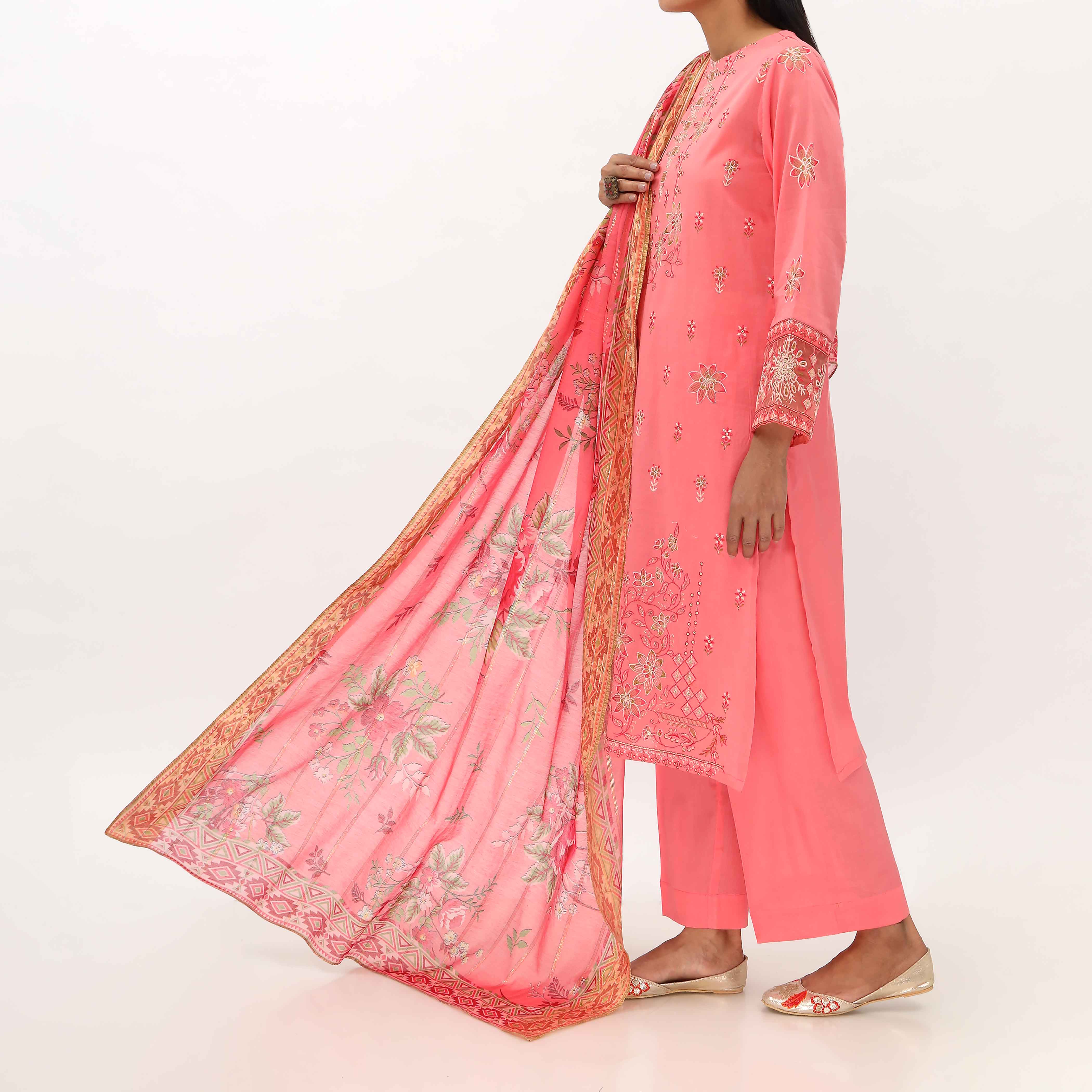 3PC- Unstitched Embroidered Lawn Suit US5359 - Image 4