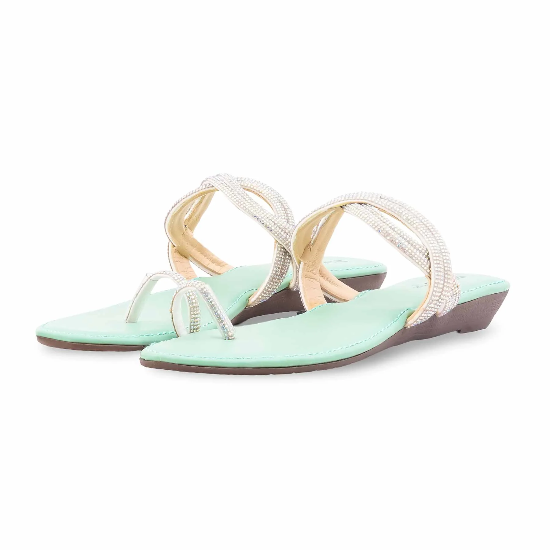 Aqua Green Casual Chappal For Ladies CL2176 - Image 3