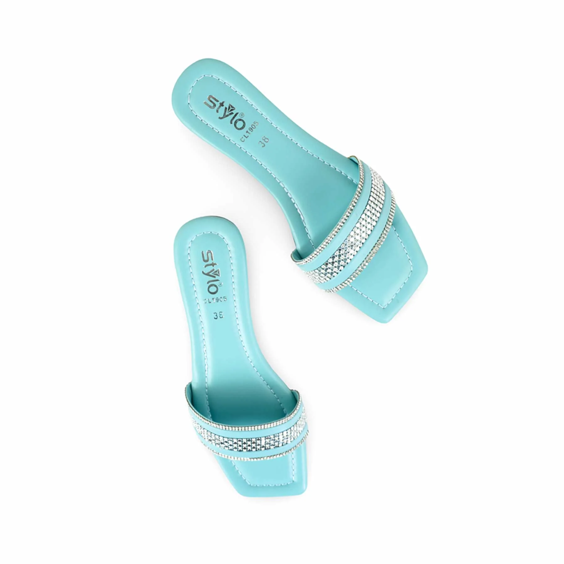 Aqua Green Casual Slipper For Women CL1905 - Image 5
