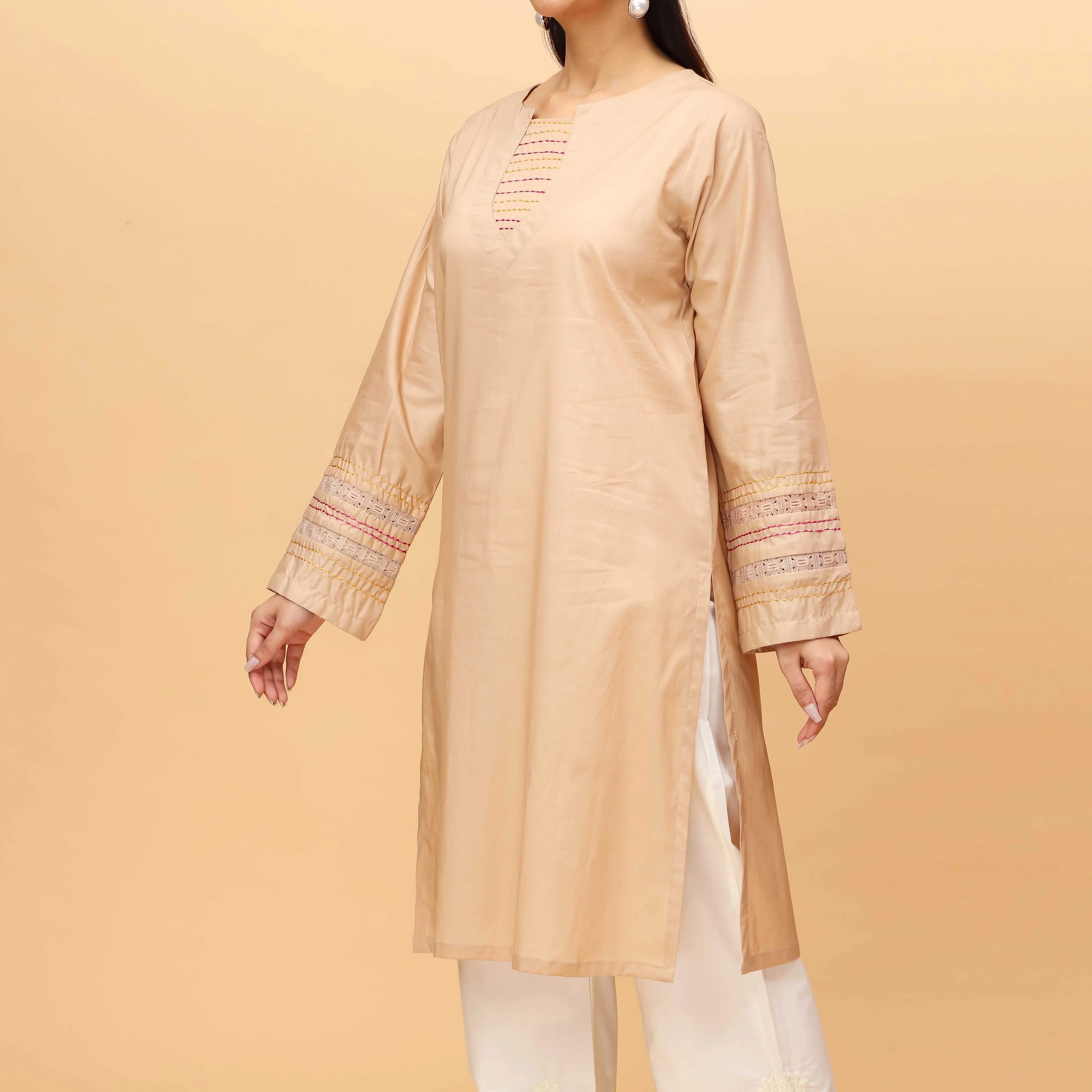 1PC Cotton Doriya Embellished Shirt PS4241 - Image 2