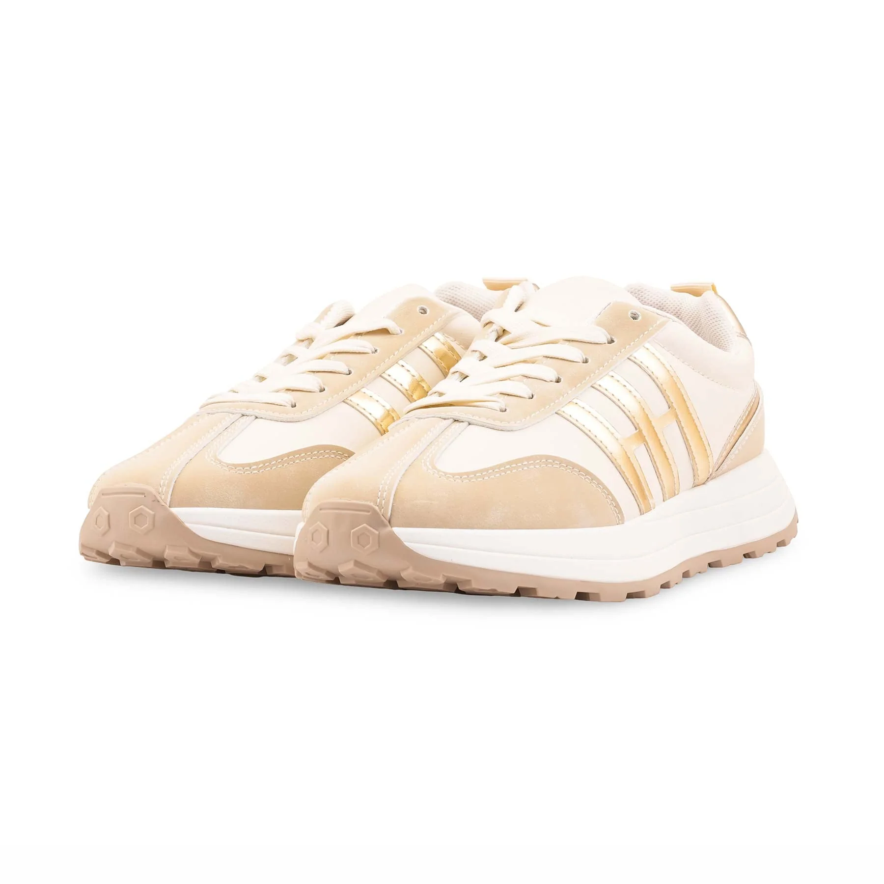 Beige Casual Sneaker For Ladies AT7436 - Image 3