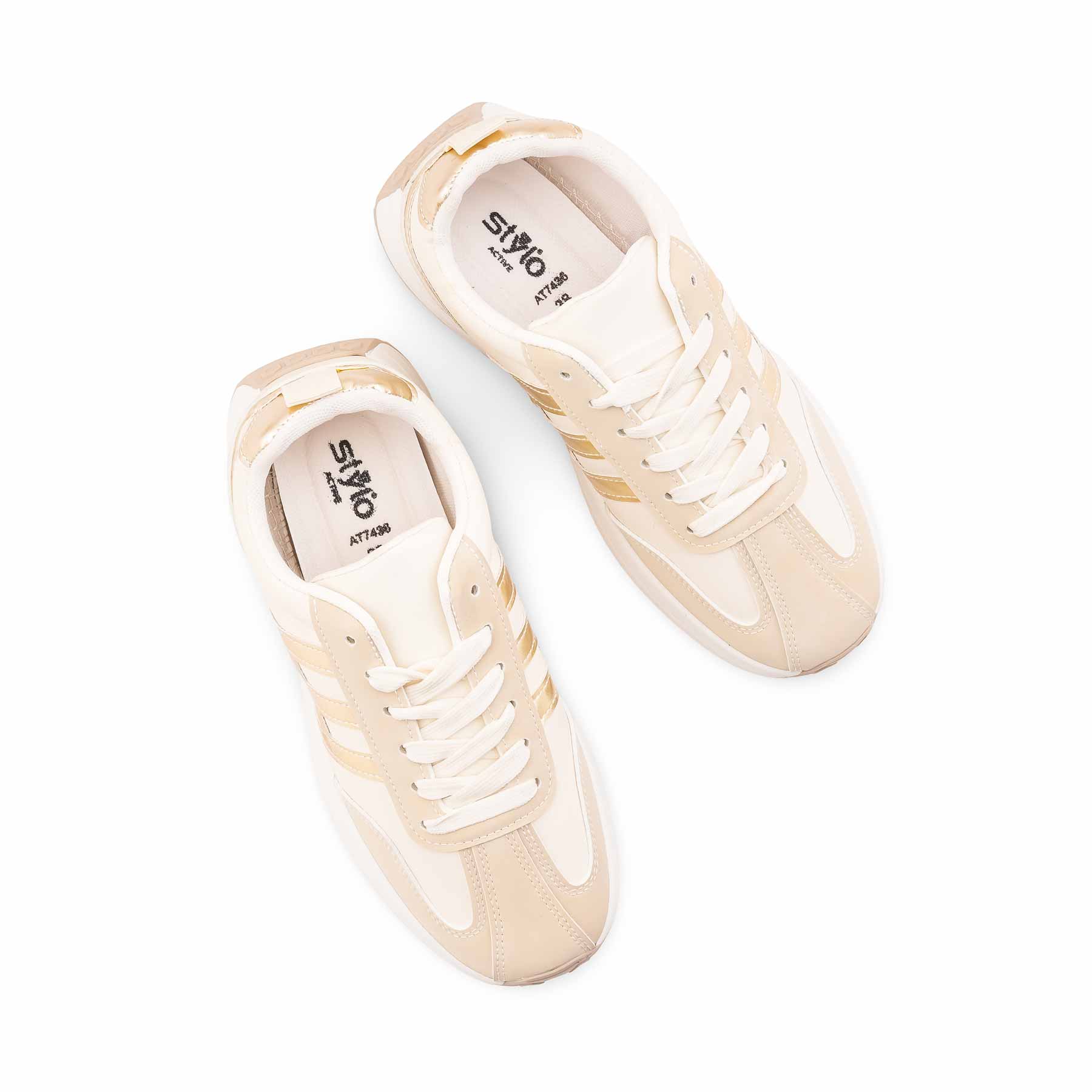 Beige Casual Sneaker For Ladies AT7436 - Image 5