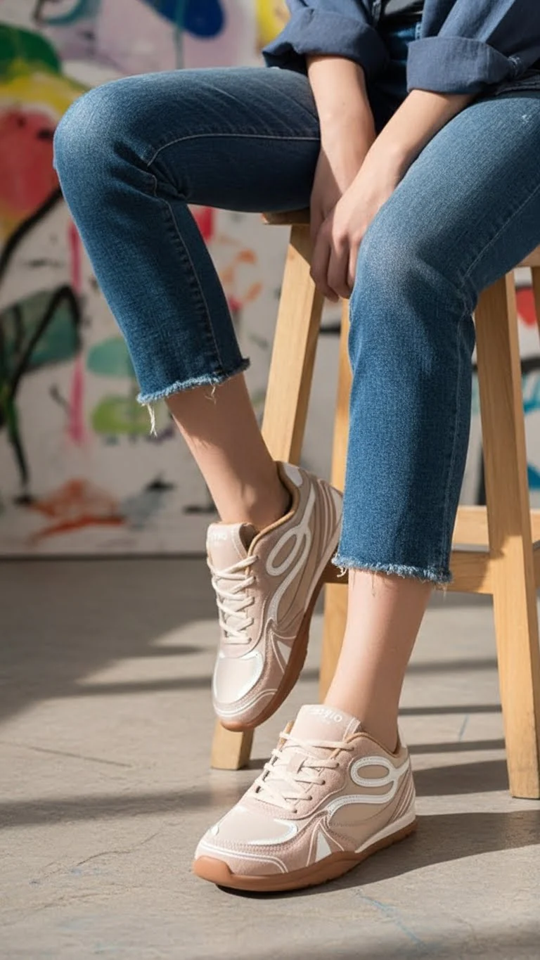 Beige Casual Sneaker For Ladies AT7468