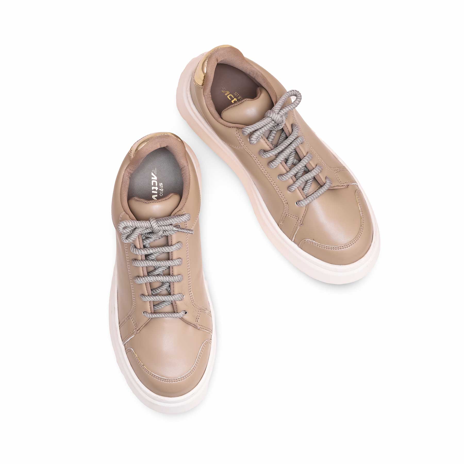 Beige Casual Sneaker For Women AT7364 - Image 4