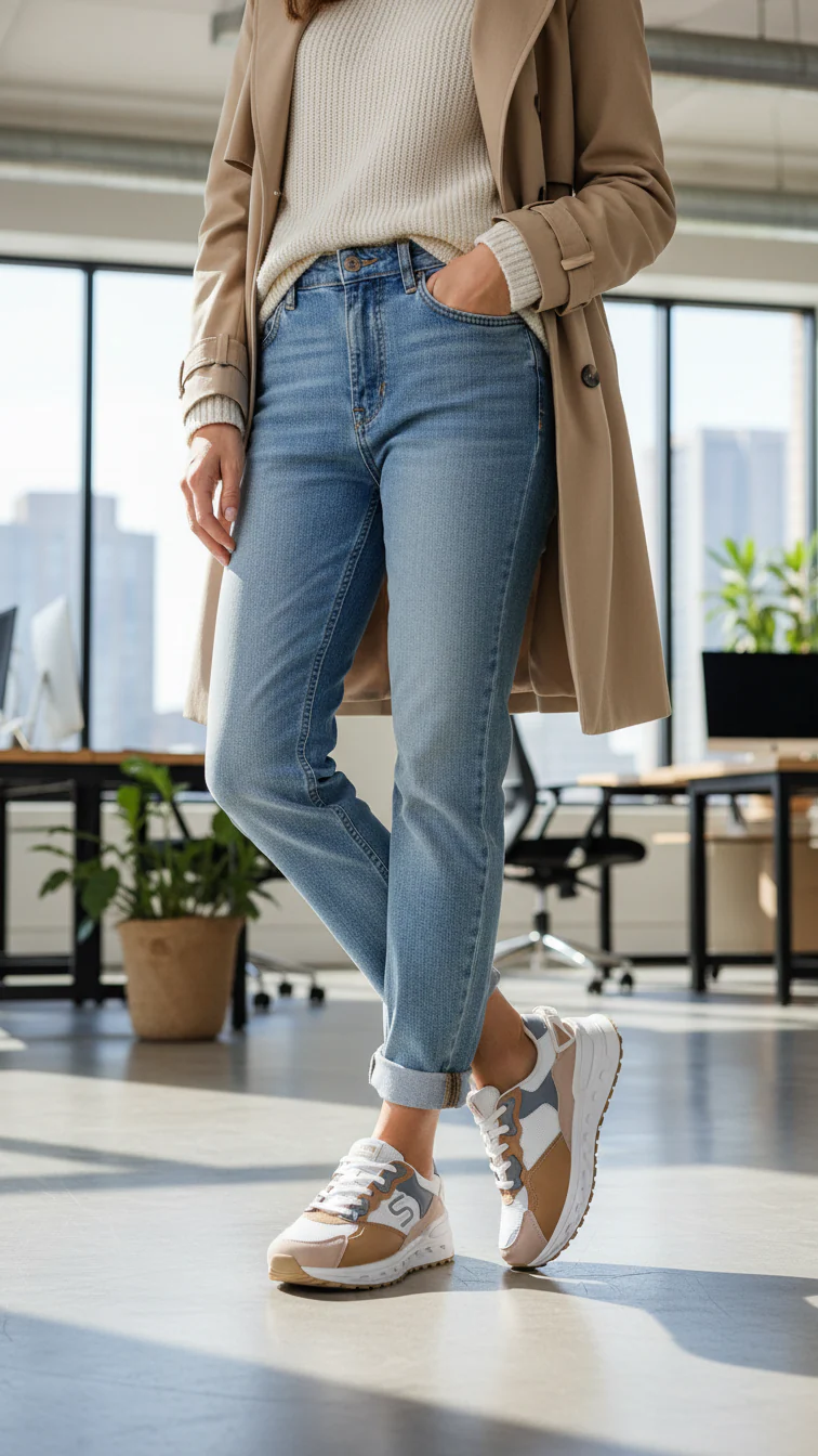 Beige Casual Sneaker For Women AT7384 - Image 2