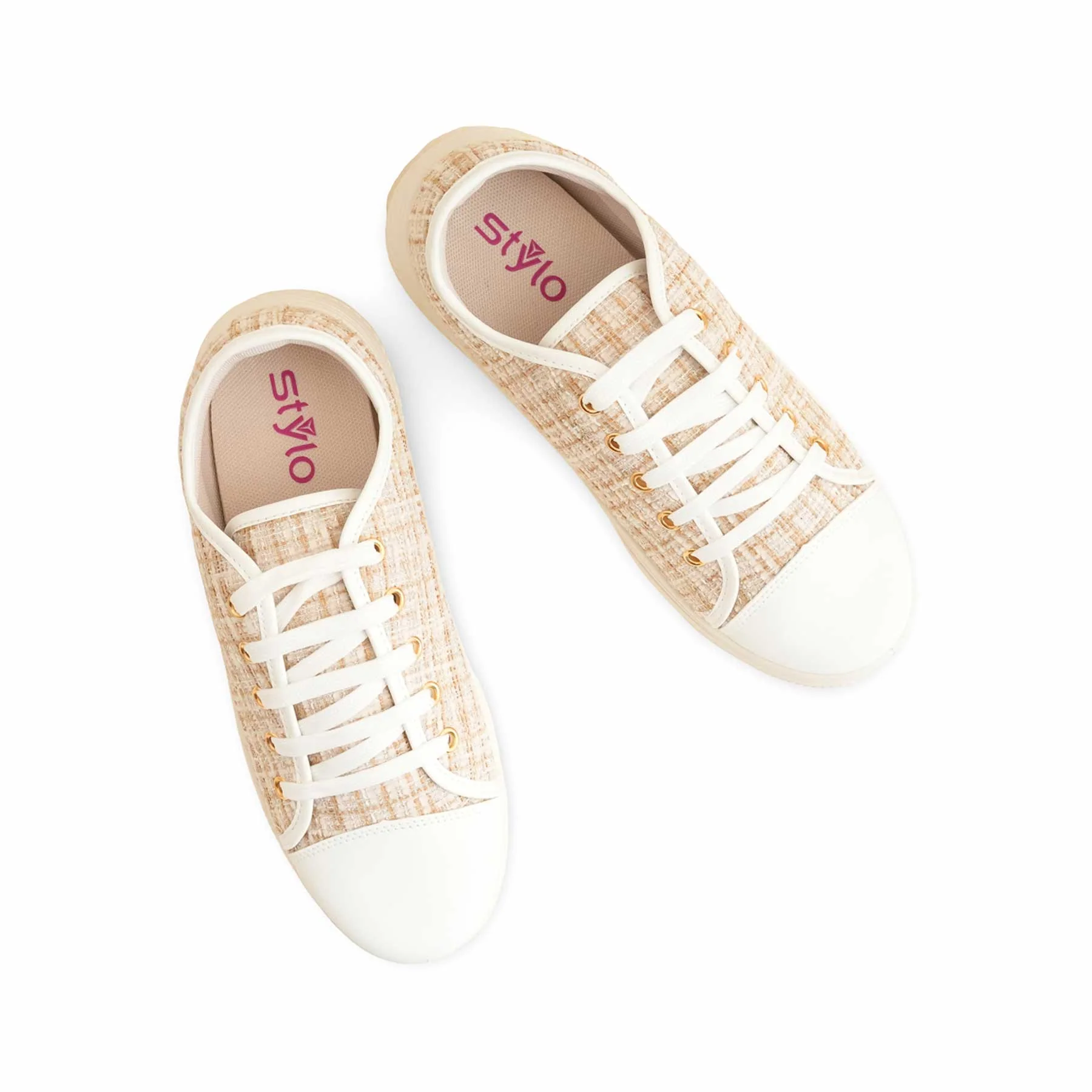 Beige Casual Sneaker For Women AT7408 - Image 5
