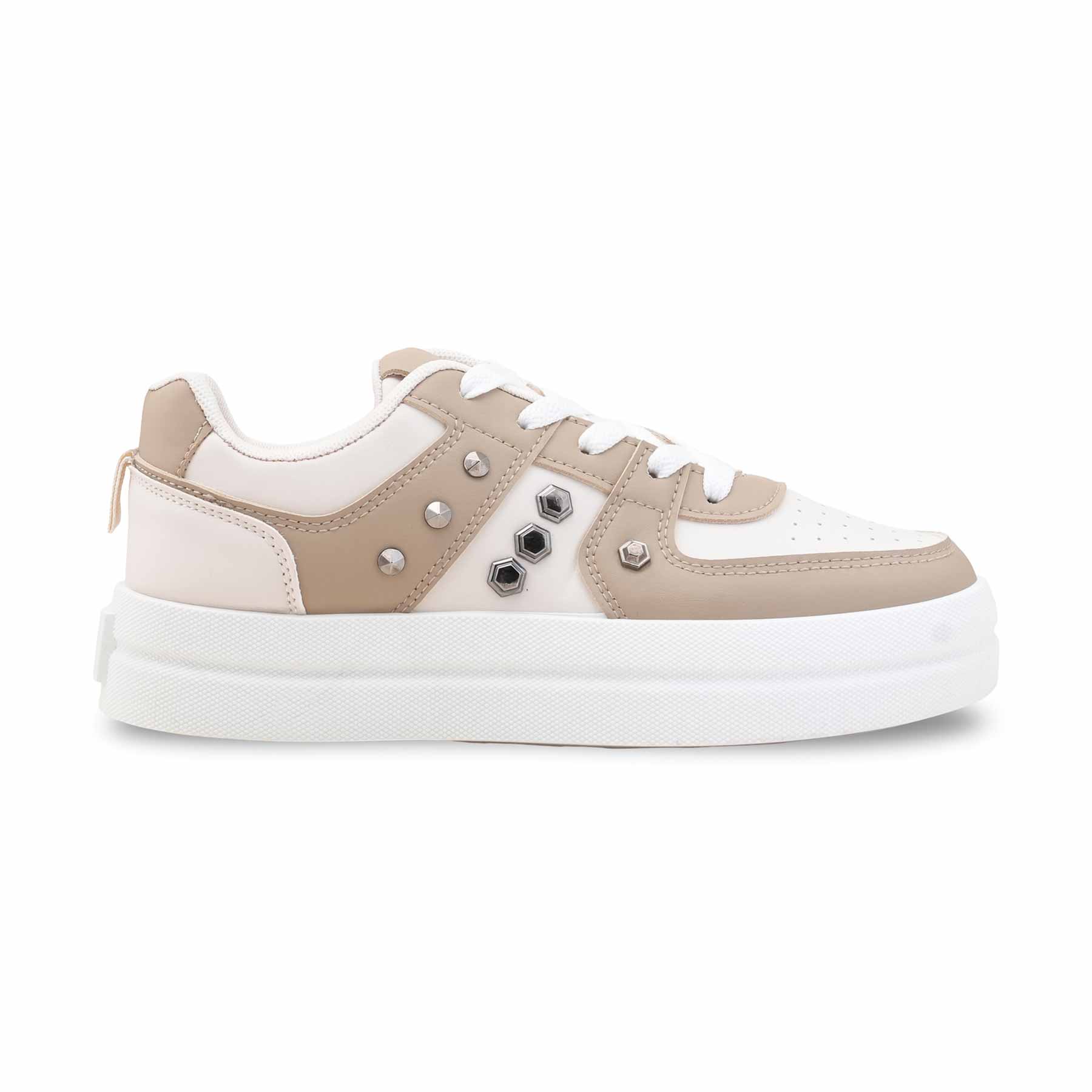 Beige Casual Sneaker For Women AT7445 - Image 2