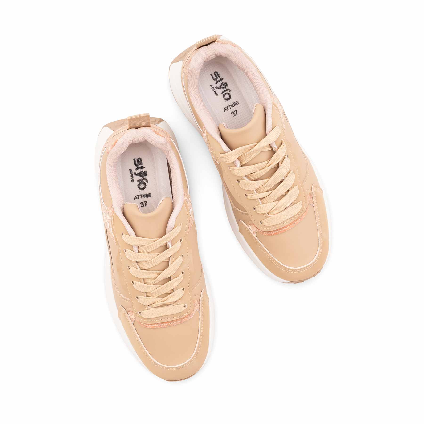 Beige Casual Sneaker For Women AT7486 - Image 5