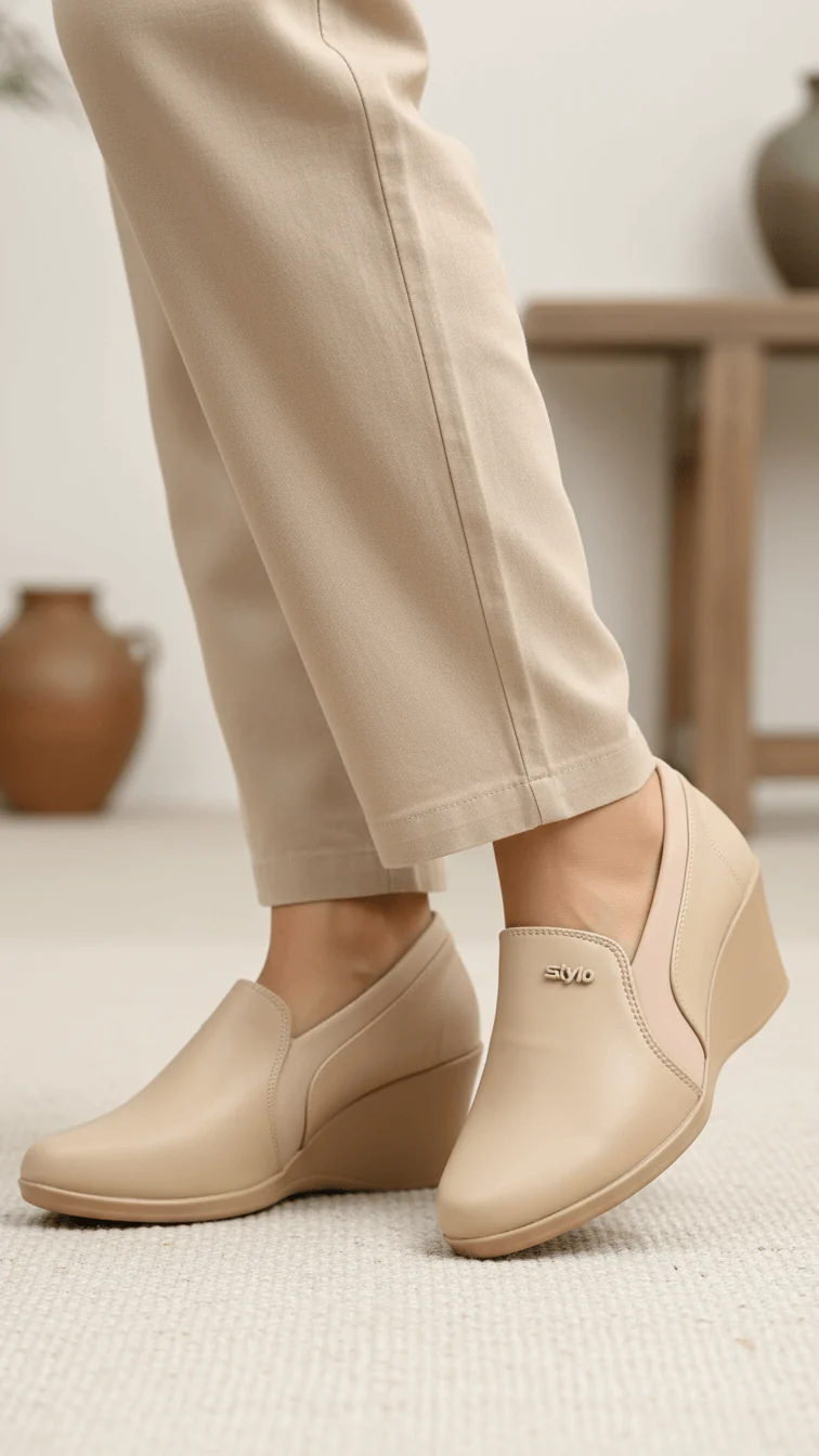 Beige Court Shoes For Ladies WN7510 - Image 2