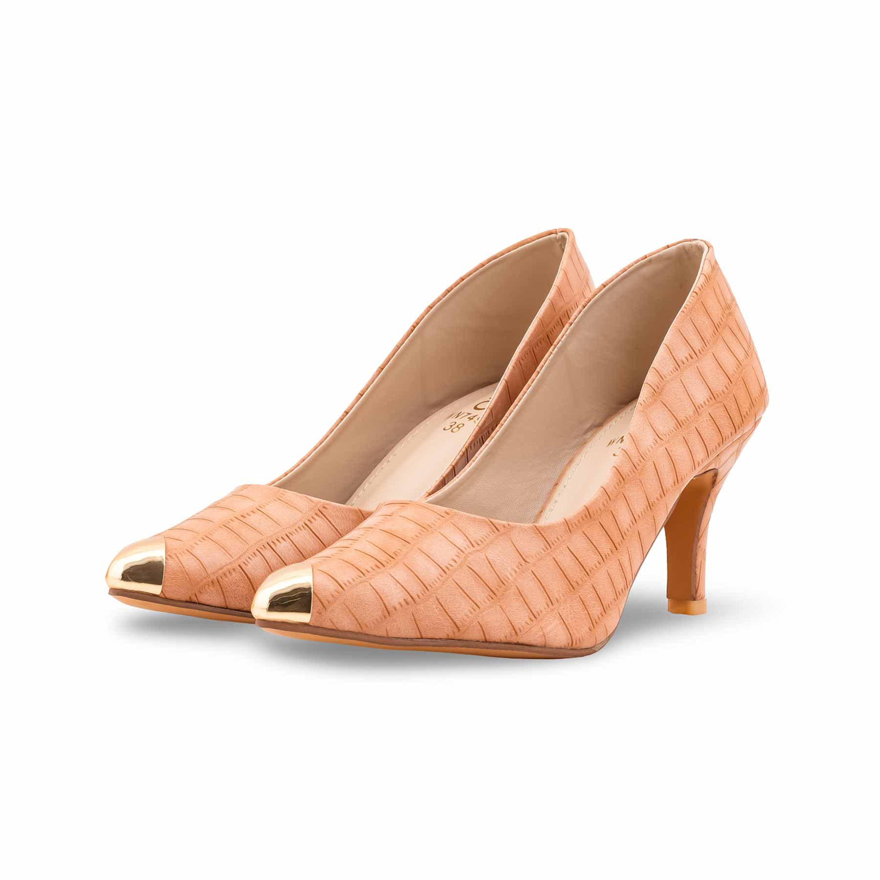 Beige Court Shoes For Women WN7499 - Image 3