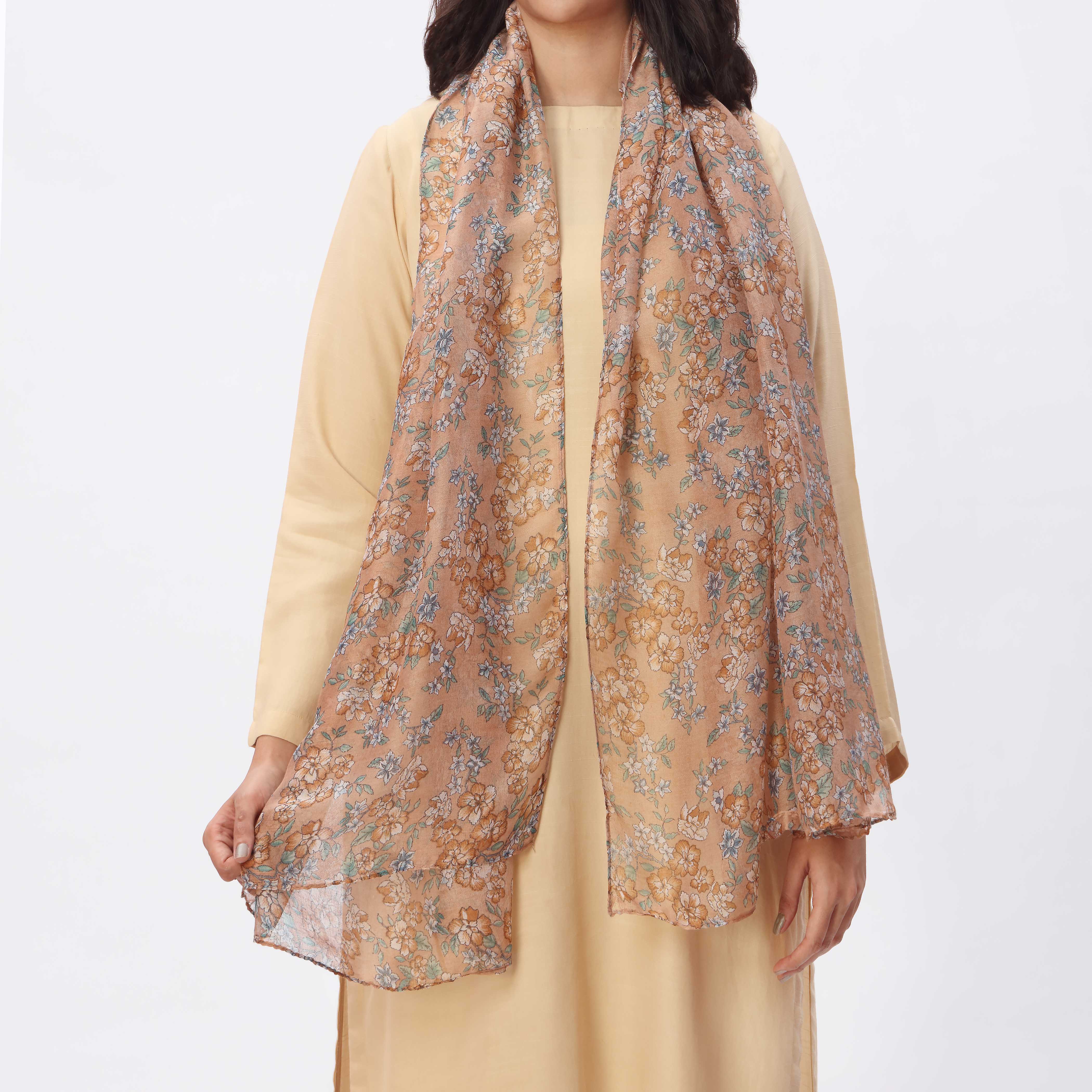 Beige Digital Prinedt Stole PS3751 - Image 2