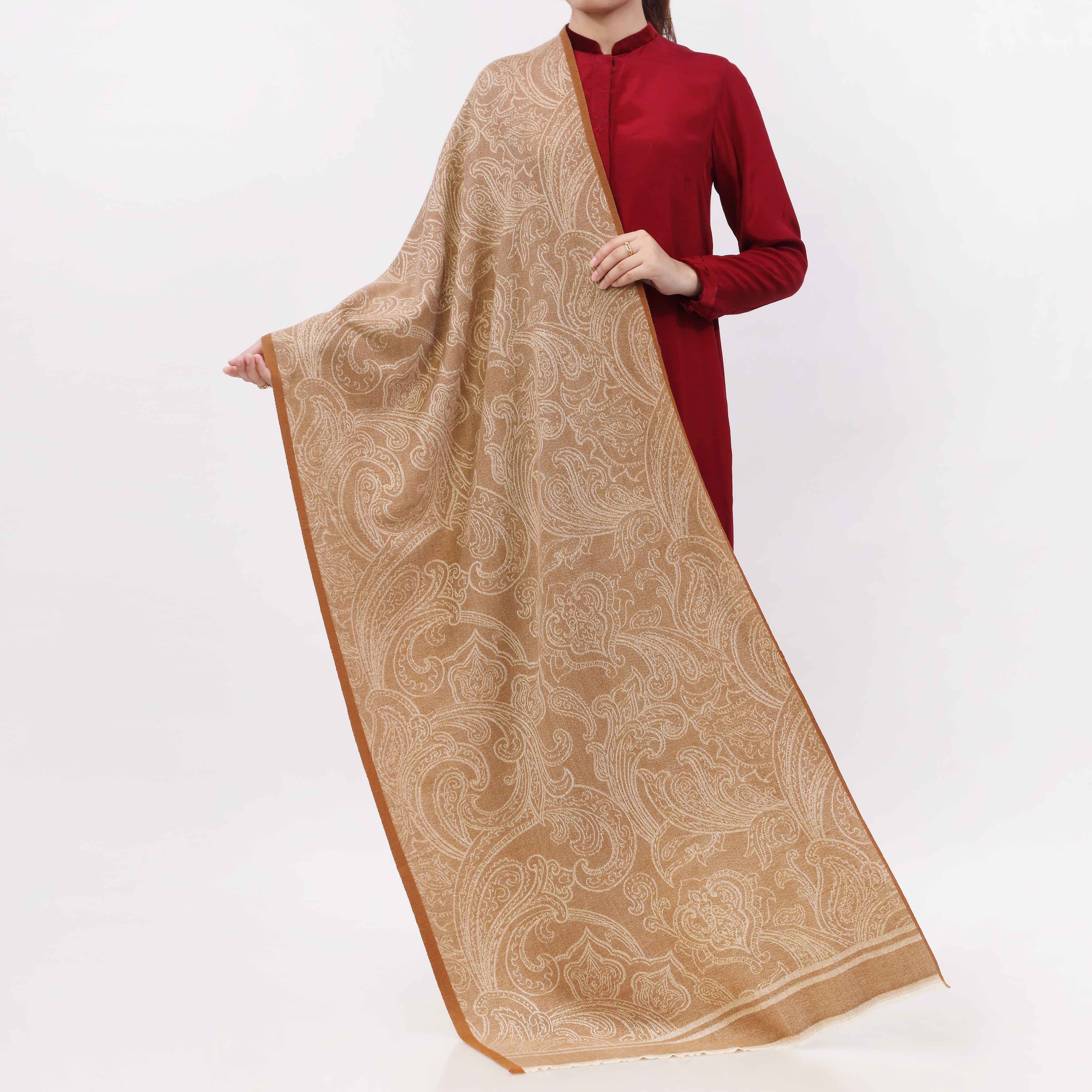 Beige Double Side Wearing Stole PW5813 - Image 2
