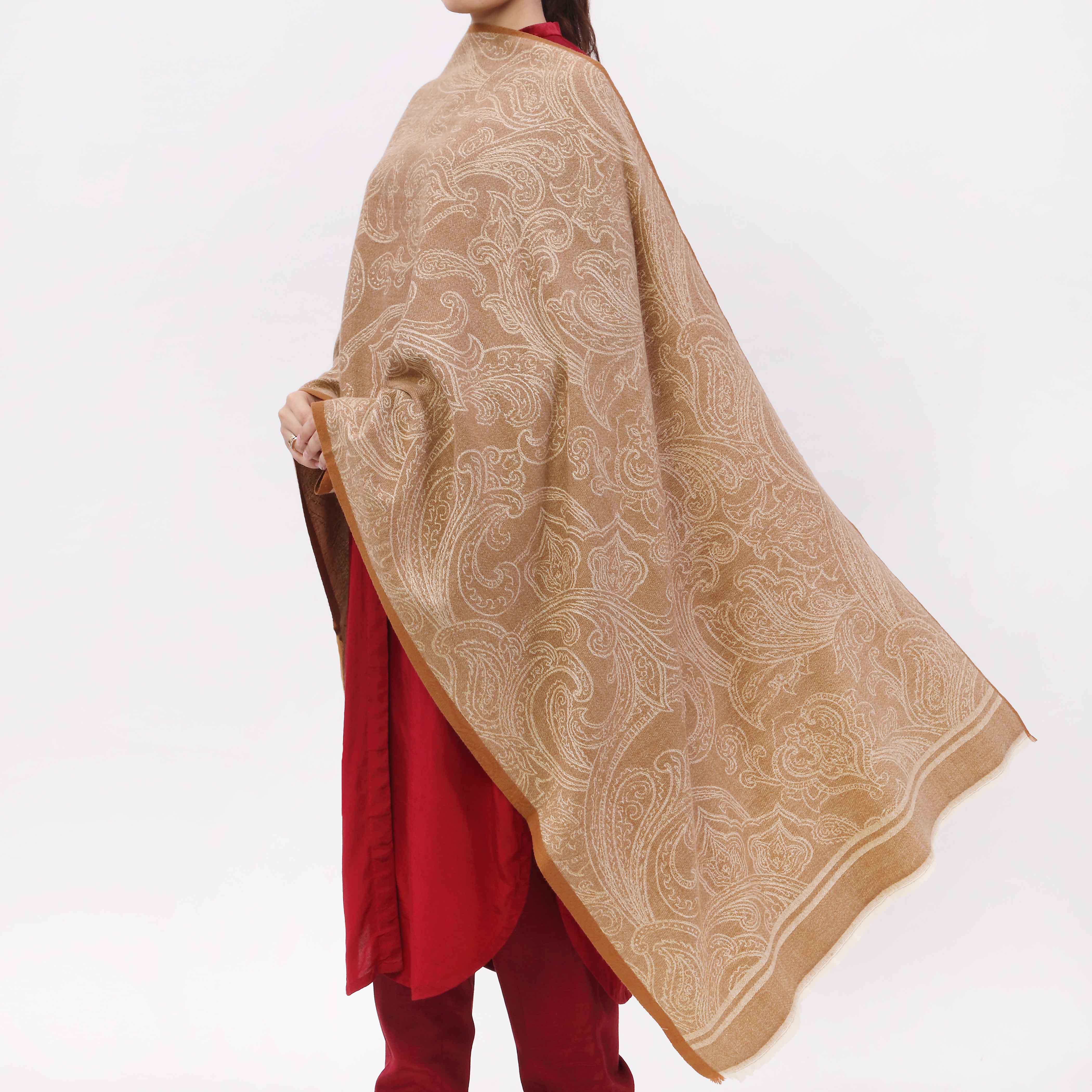 Beige Double Side Wearing Stole PW5813 - Image 3