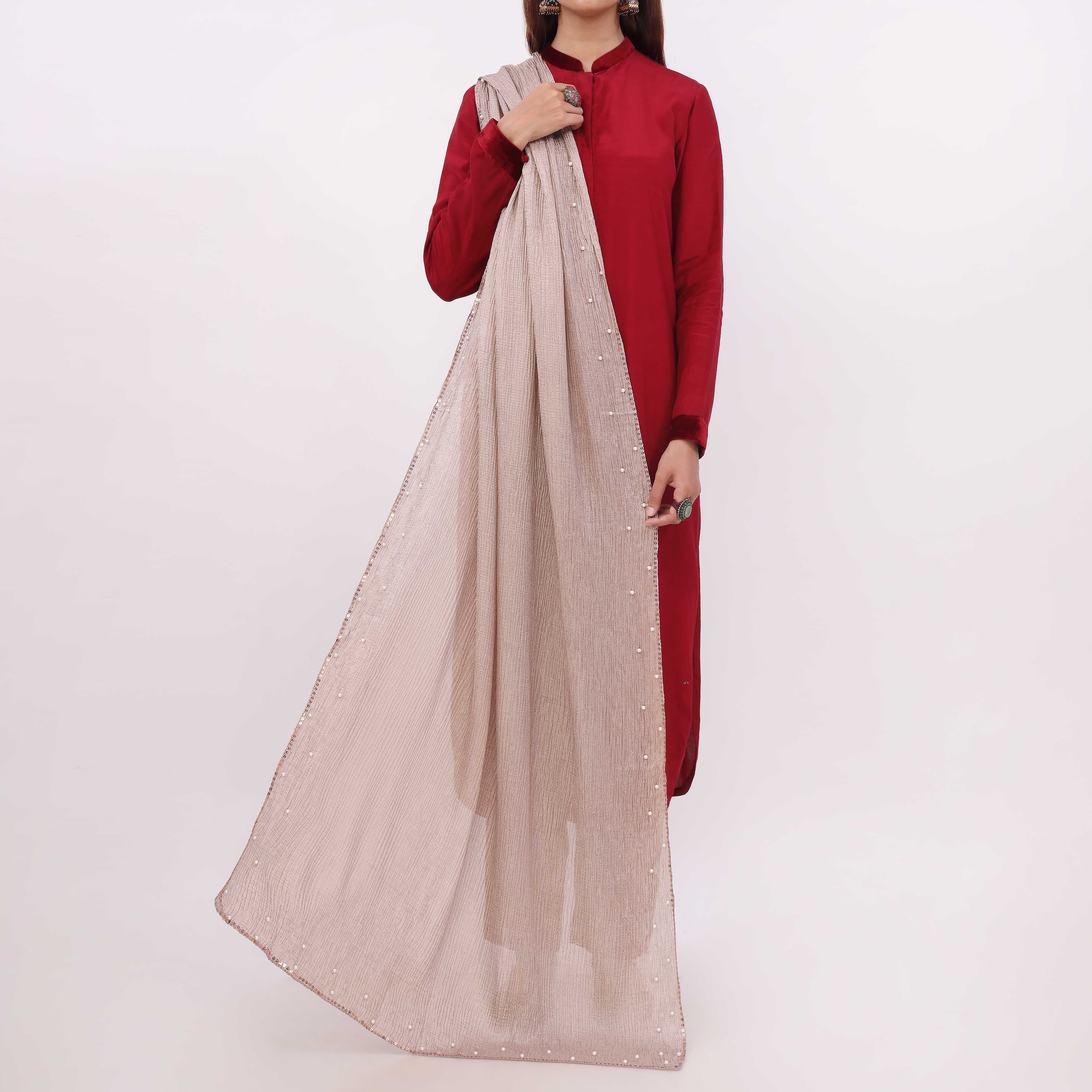 Beige Embroidered Stole PD5294 - Image 2