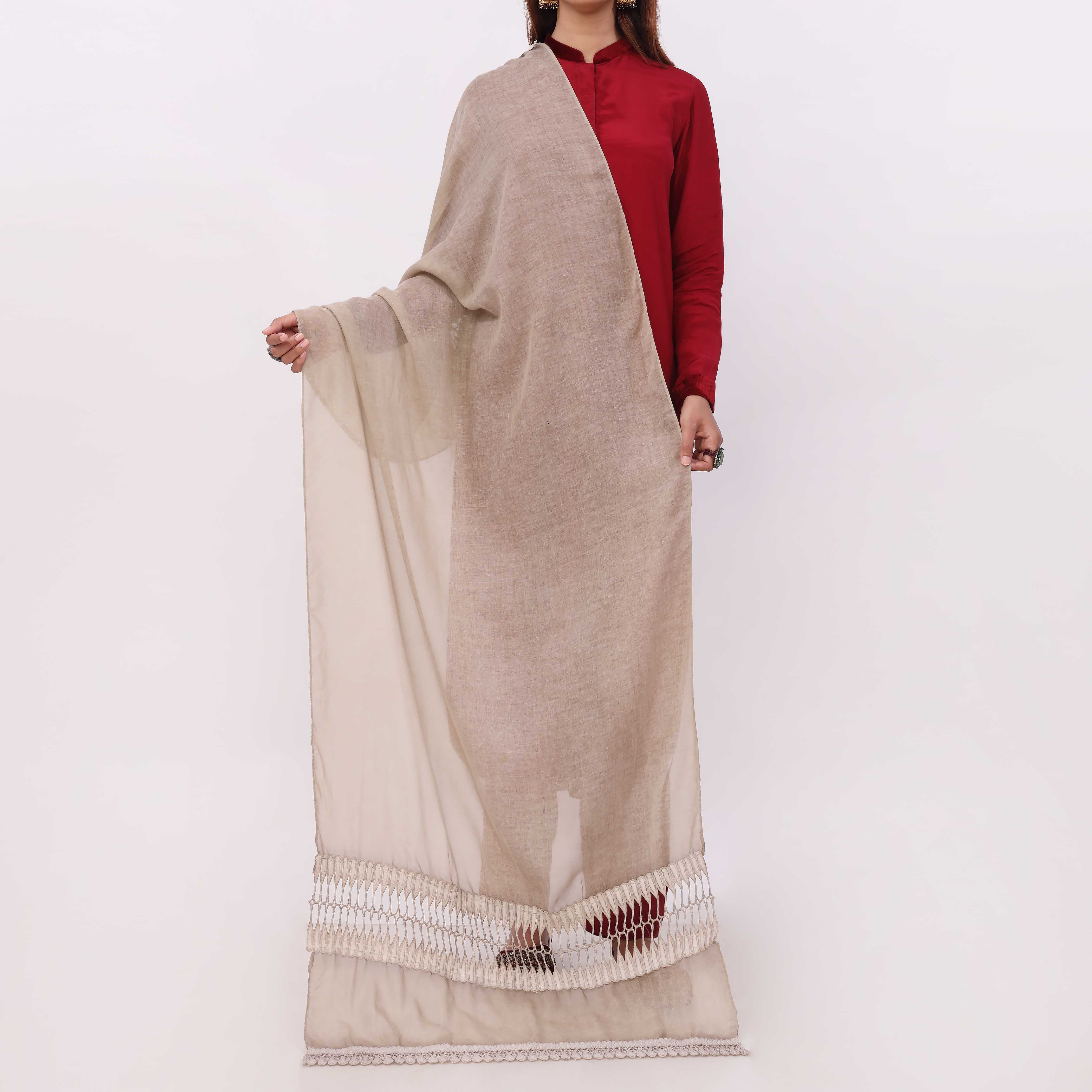 Beige Embroidered Stole PD5325 - Image 2