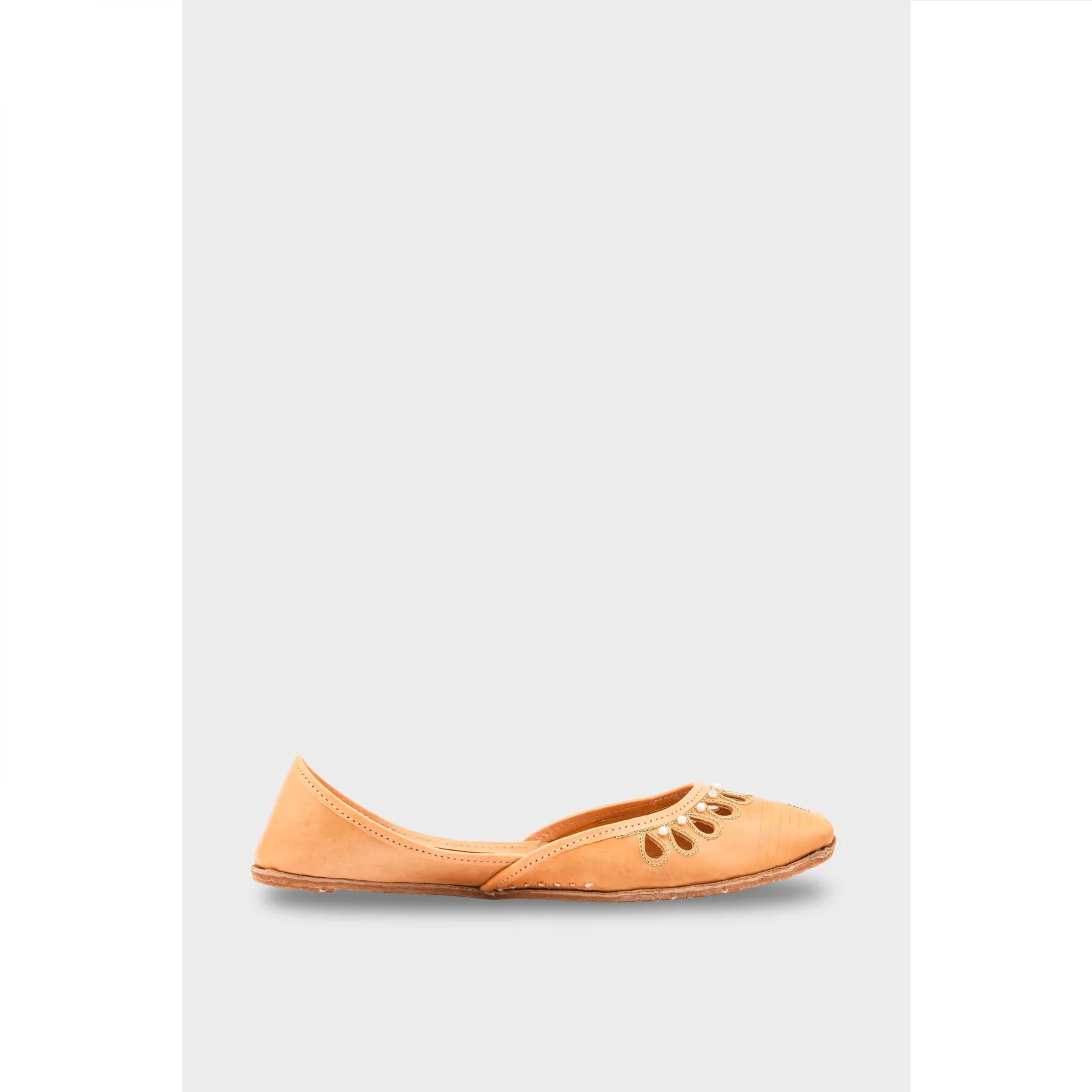 Beige Leather Khussa EC8643 - Image 2