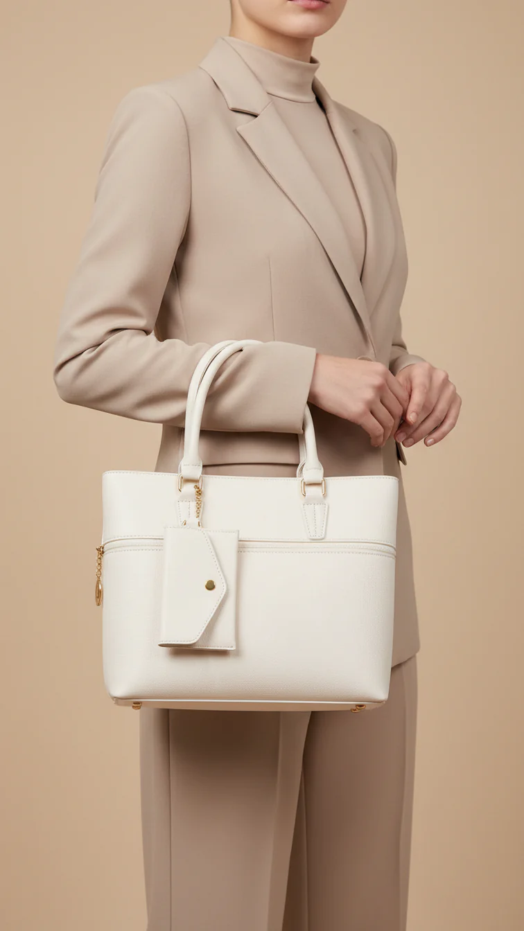 Beige Formal Hand Bag For Ladies P36604