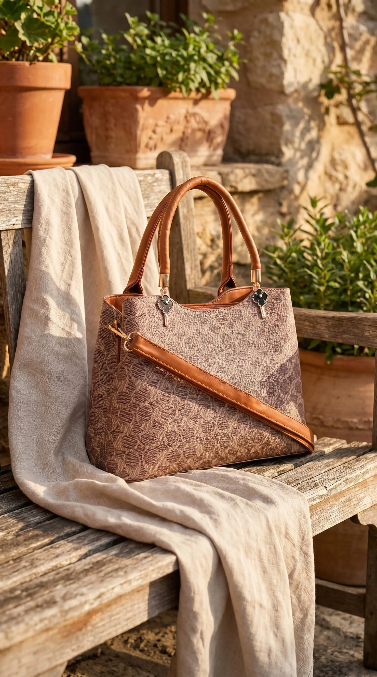 Beige Formal Hand Bag For Ladies P36621 - Image 2