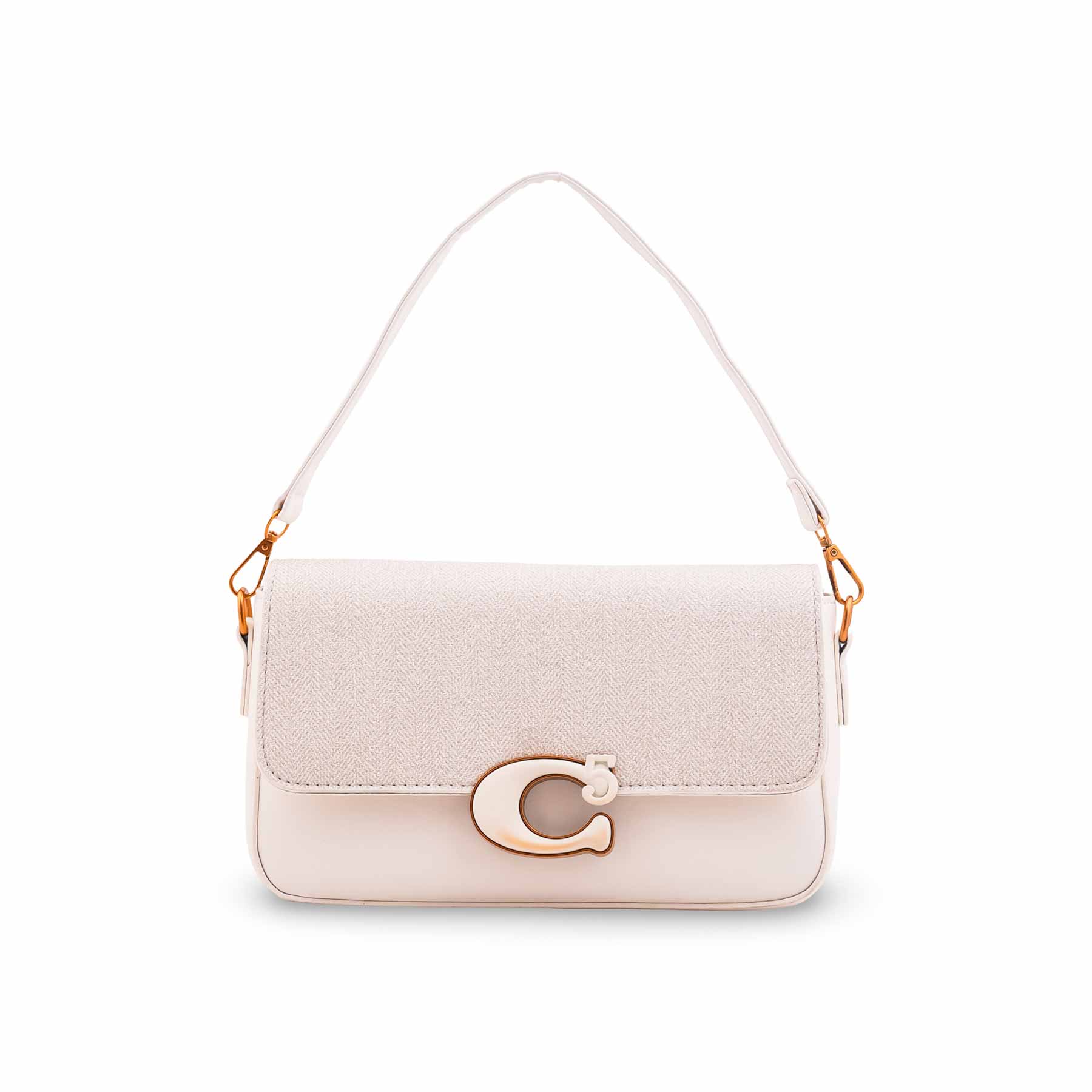 Beige Formal Shoulder Bag For Ladies P36608 - Image 2