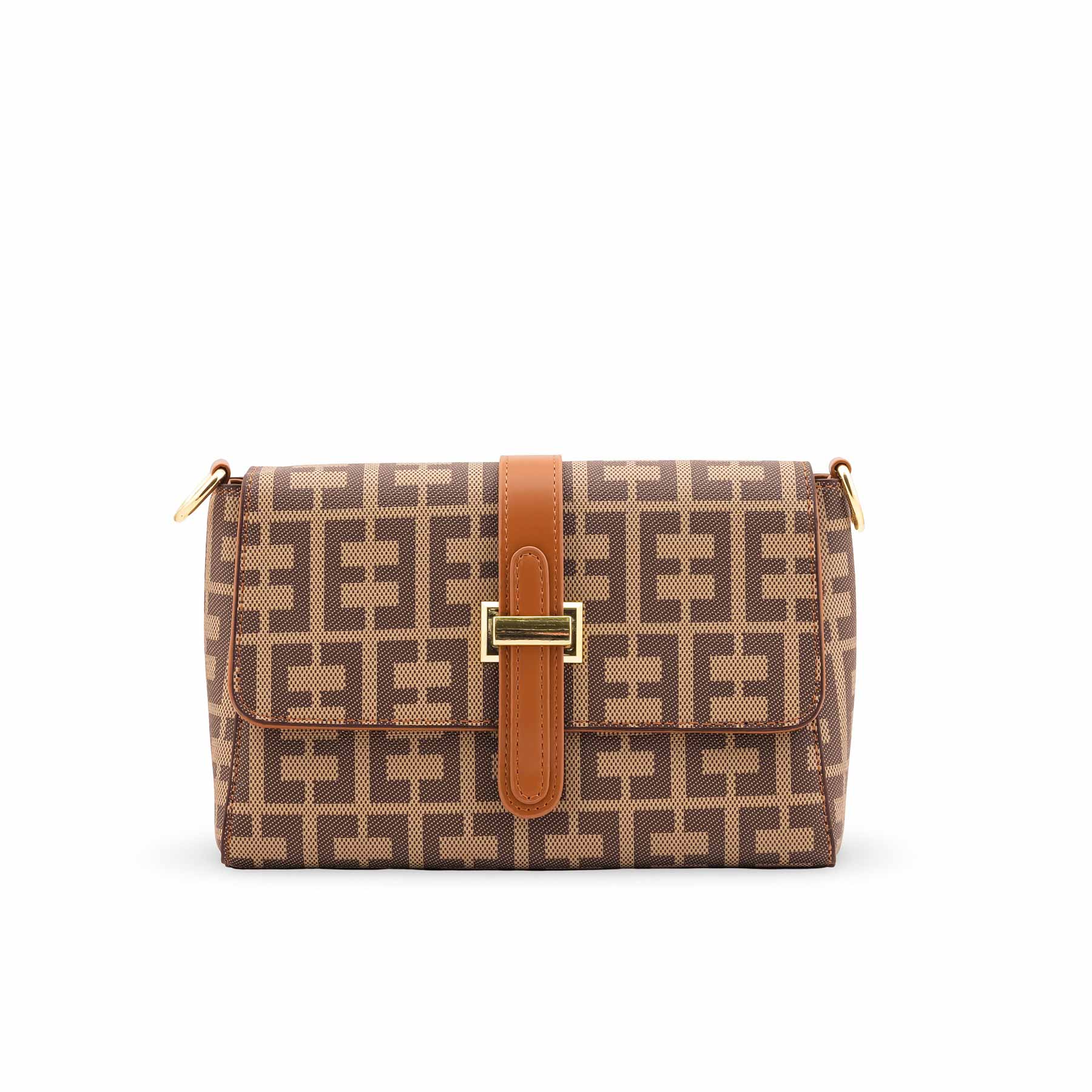 Beige Formal Shoulder Bag For Women P36417 - Image 2