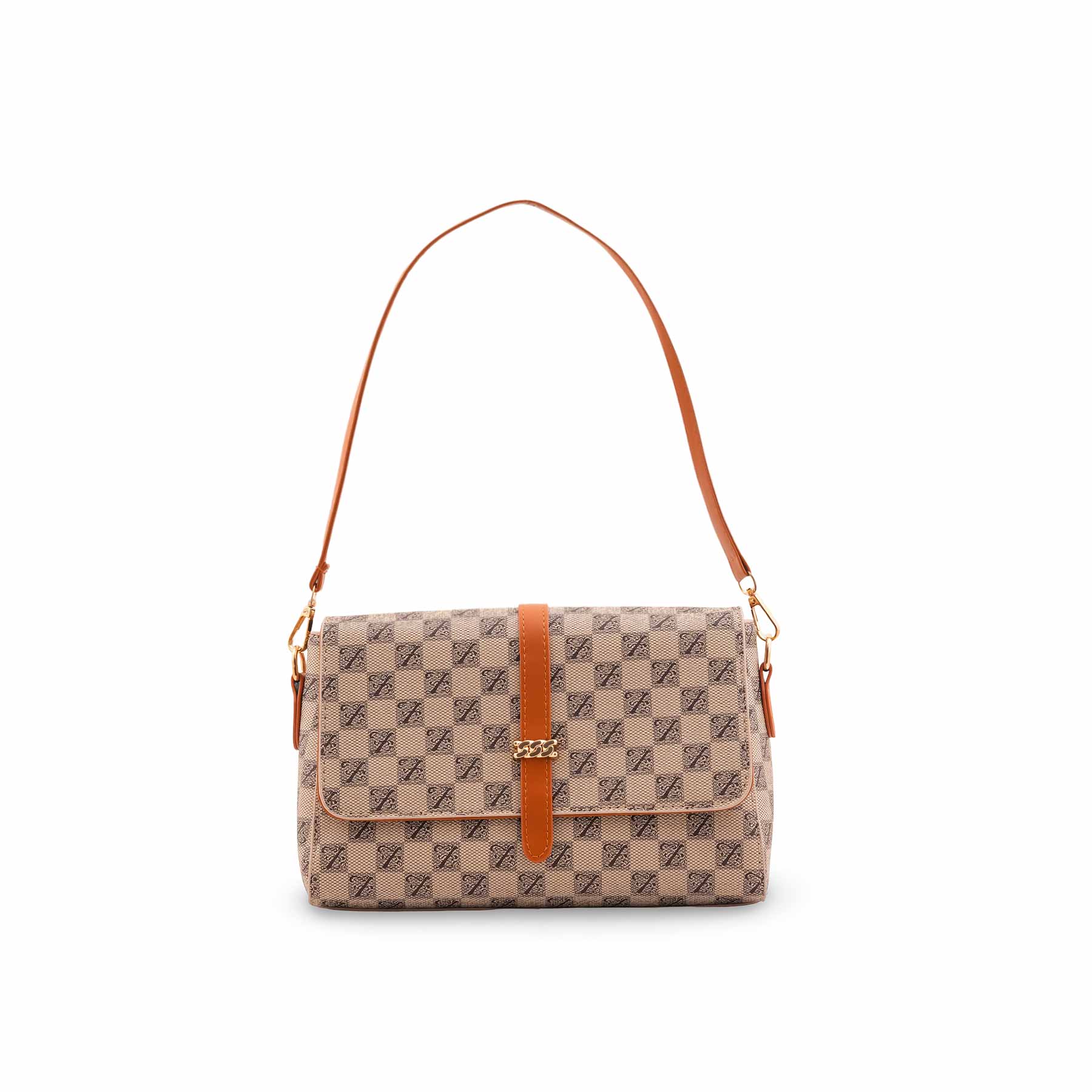 Beige Formal Shoulder Bag For Women P36539 - Image 2