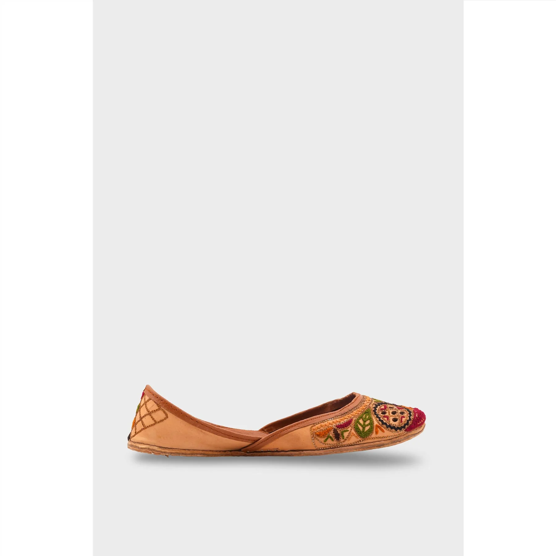 Beige Leather Khussa For Women EC8696 - Image 2