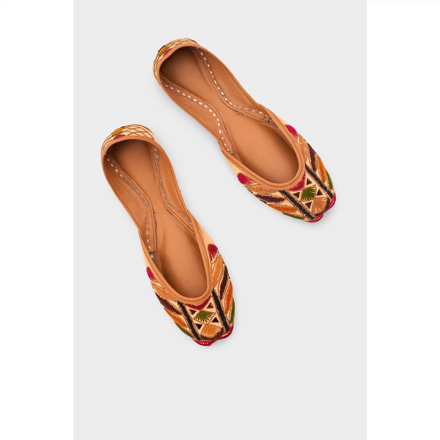 Beige Leather Khussa For Women EC8698 - Image 5