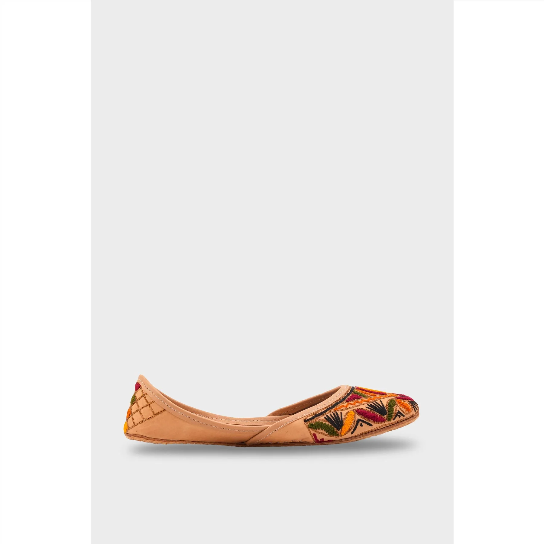 Beige Leather Khussa For Women EC8699 - Image 2