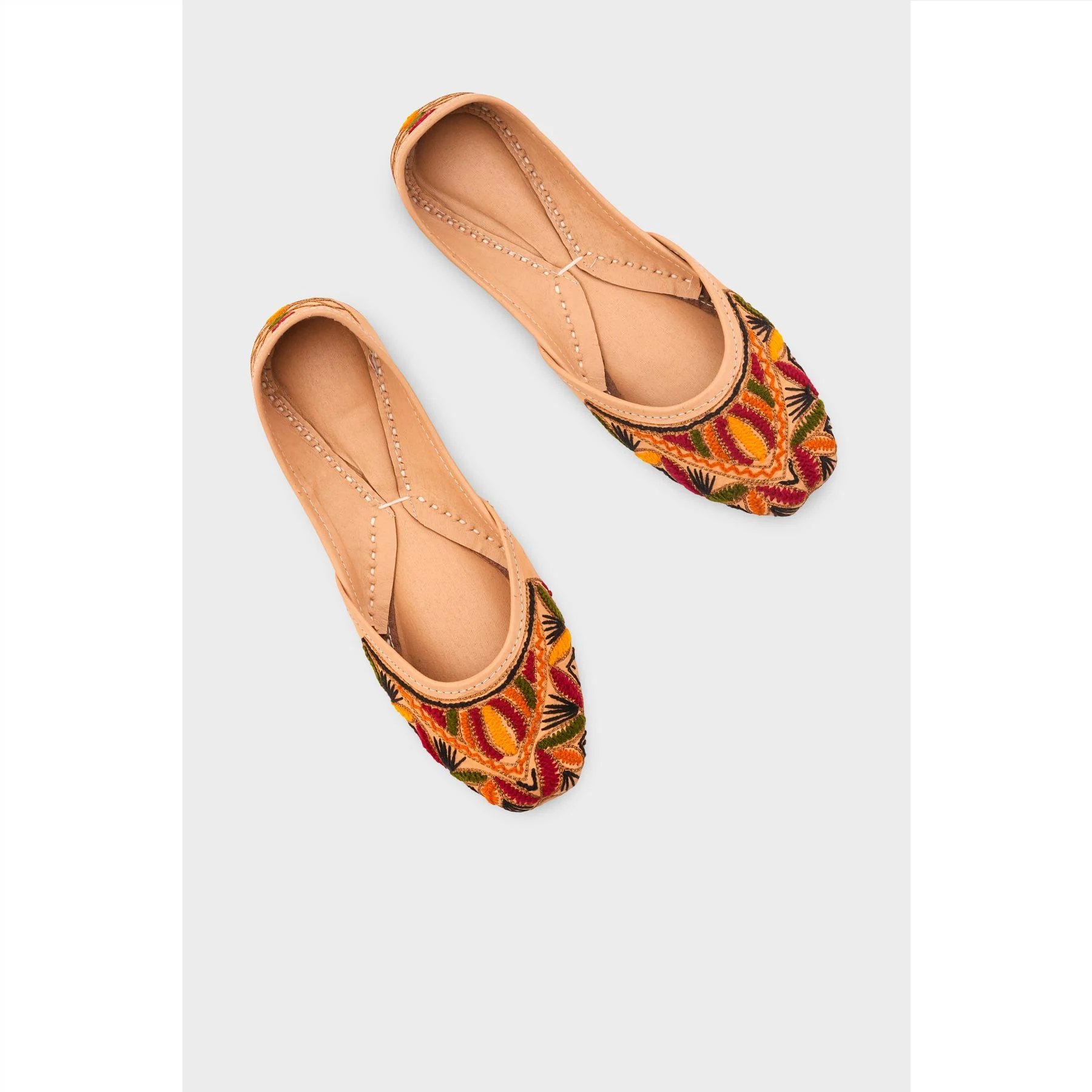 Beige Leather Khussa For Women EC8699 - Image 5