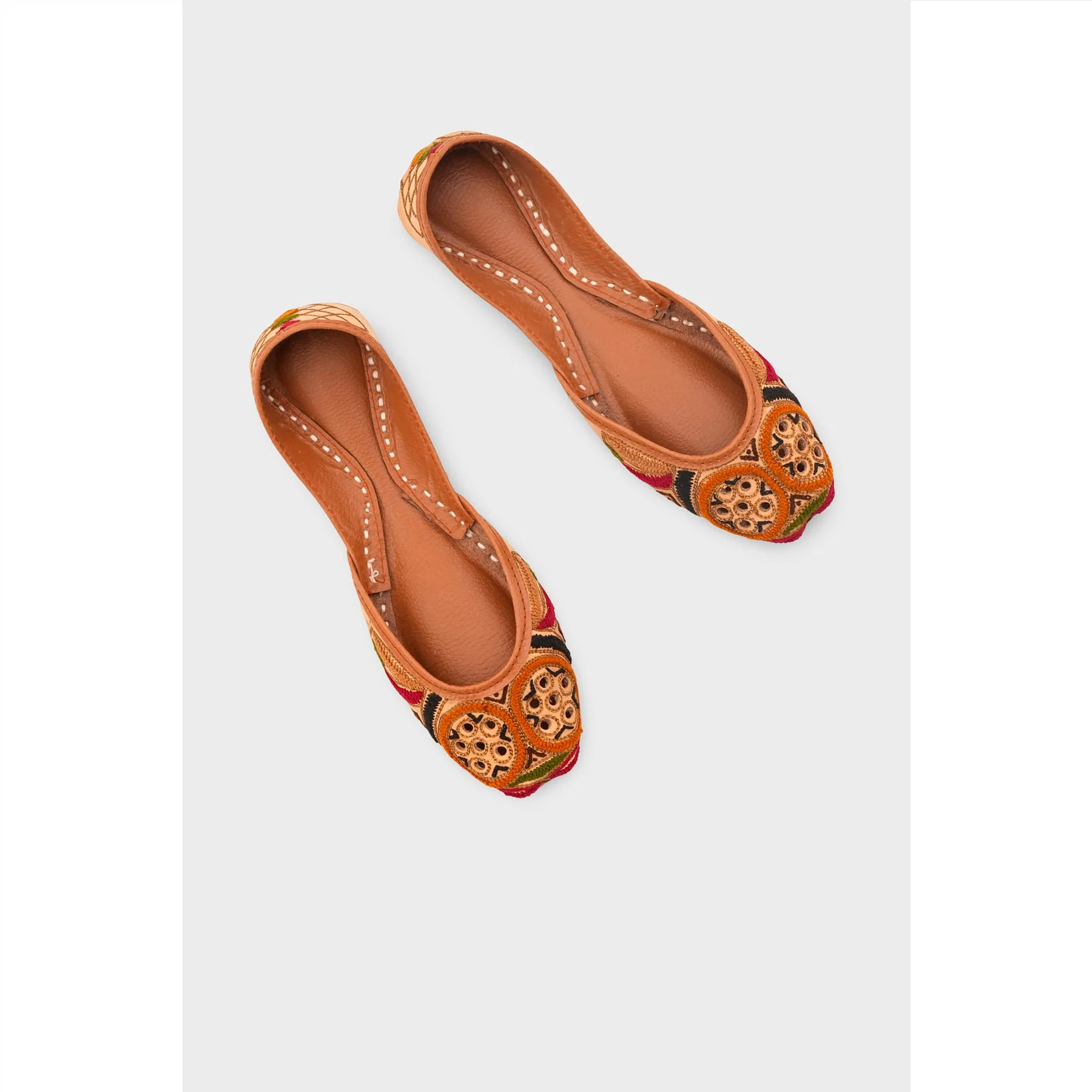 Beige Leather Khussa For Women EC8700 - Image 5