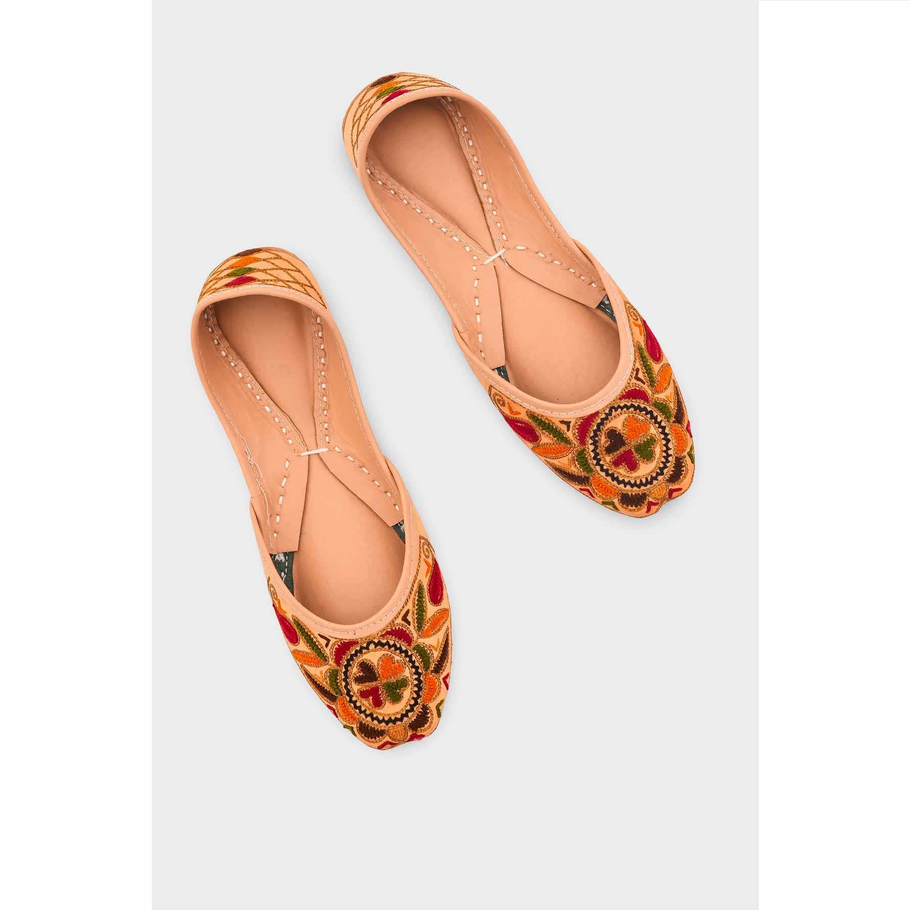 Beige Leather Khussa For Women EC8702 - Image 5