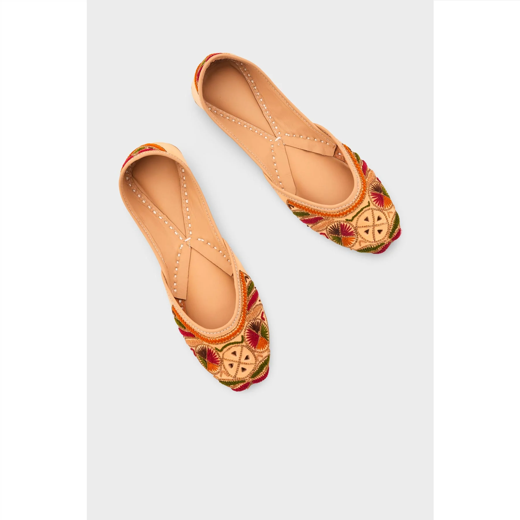 Beige Leather Khussa For Women EC8703 - Image 5