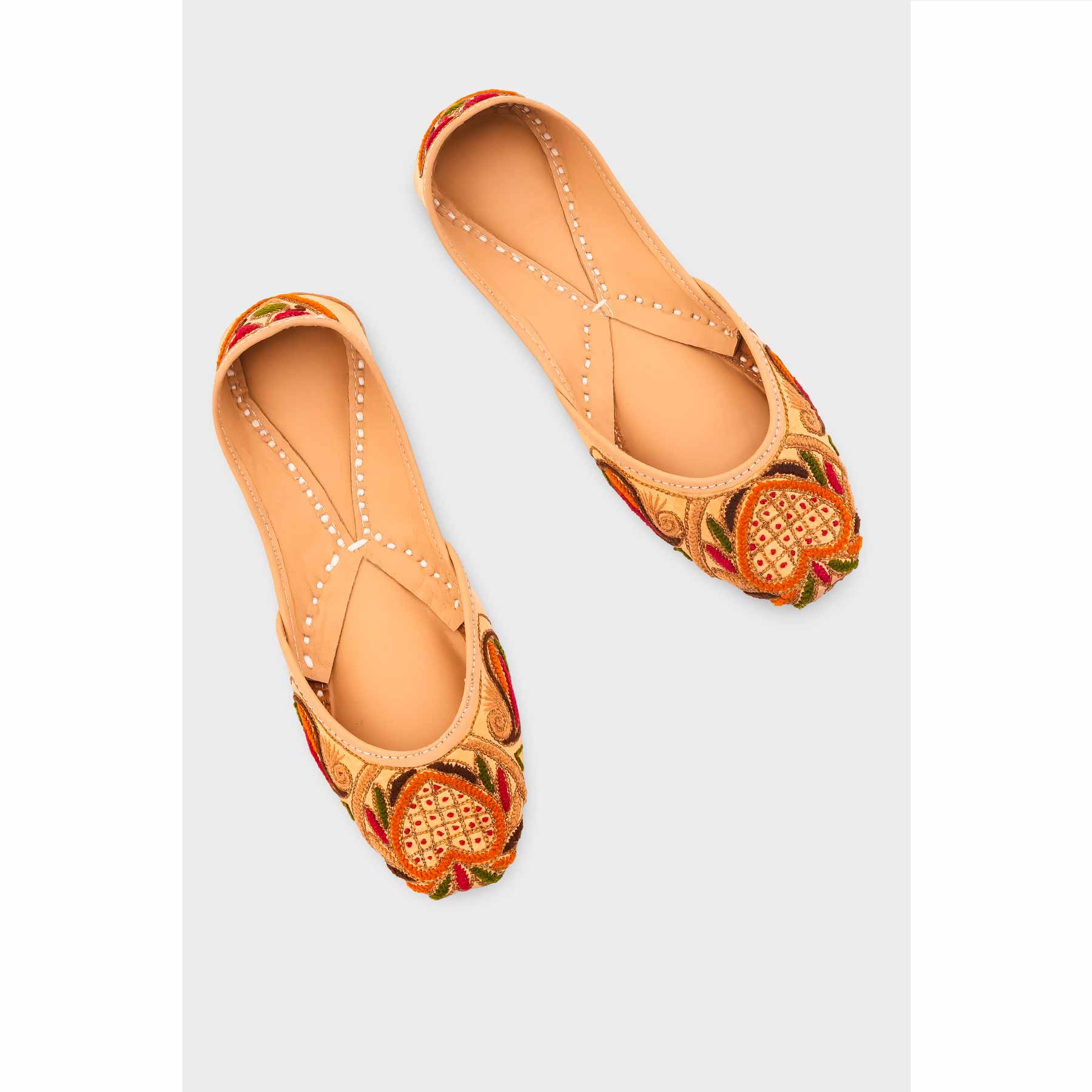 Beige Leather Khussa For Women EC8704 - Image 5