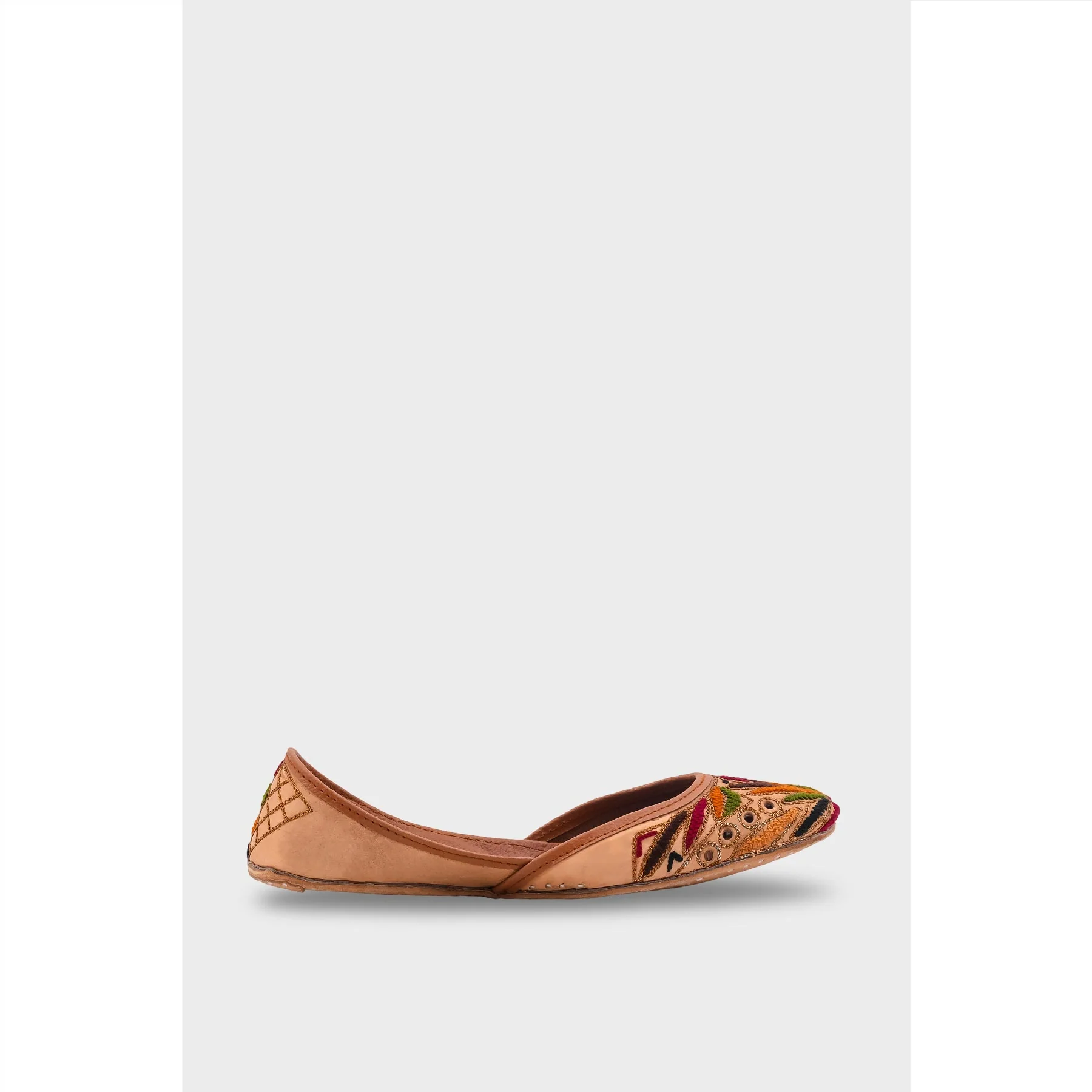 Beige Leather Khussa For Women EC8705 - Image 2