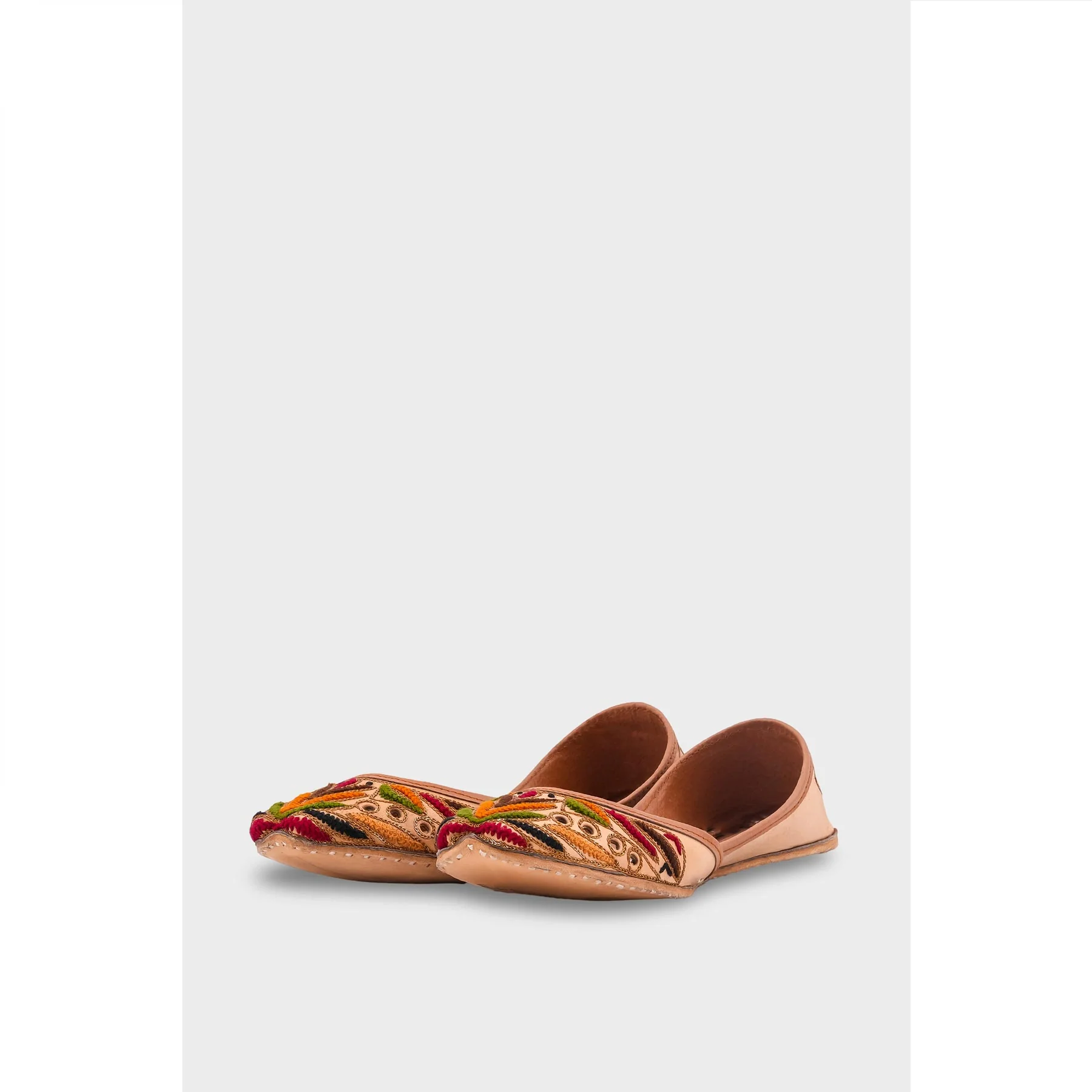 Beige Leather Khussa For Women EC8705 - Image 3