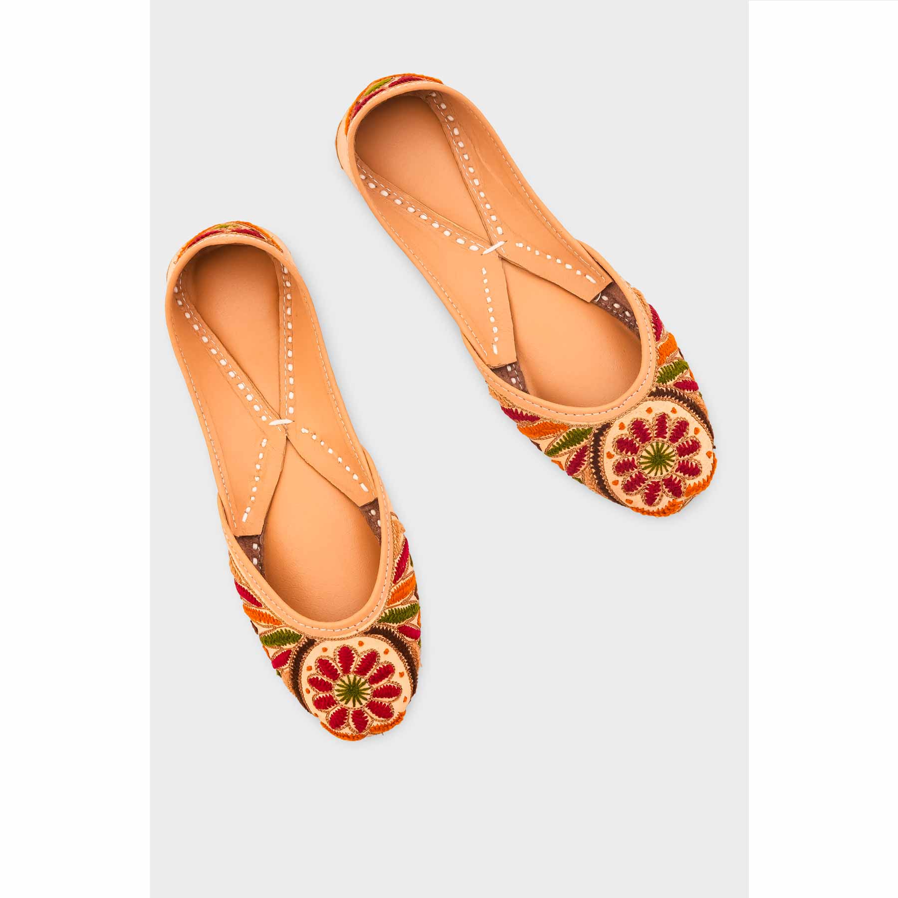 Beige Leather Khussa For Women EC8707 - Image 5