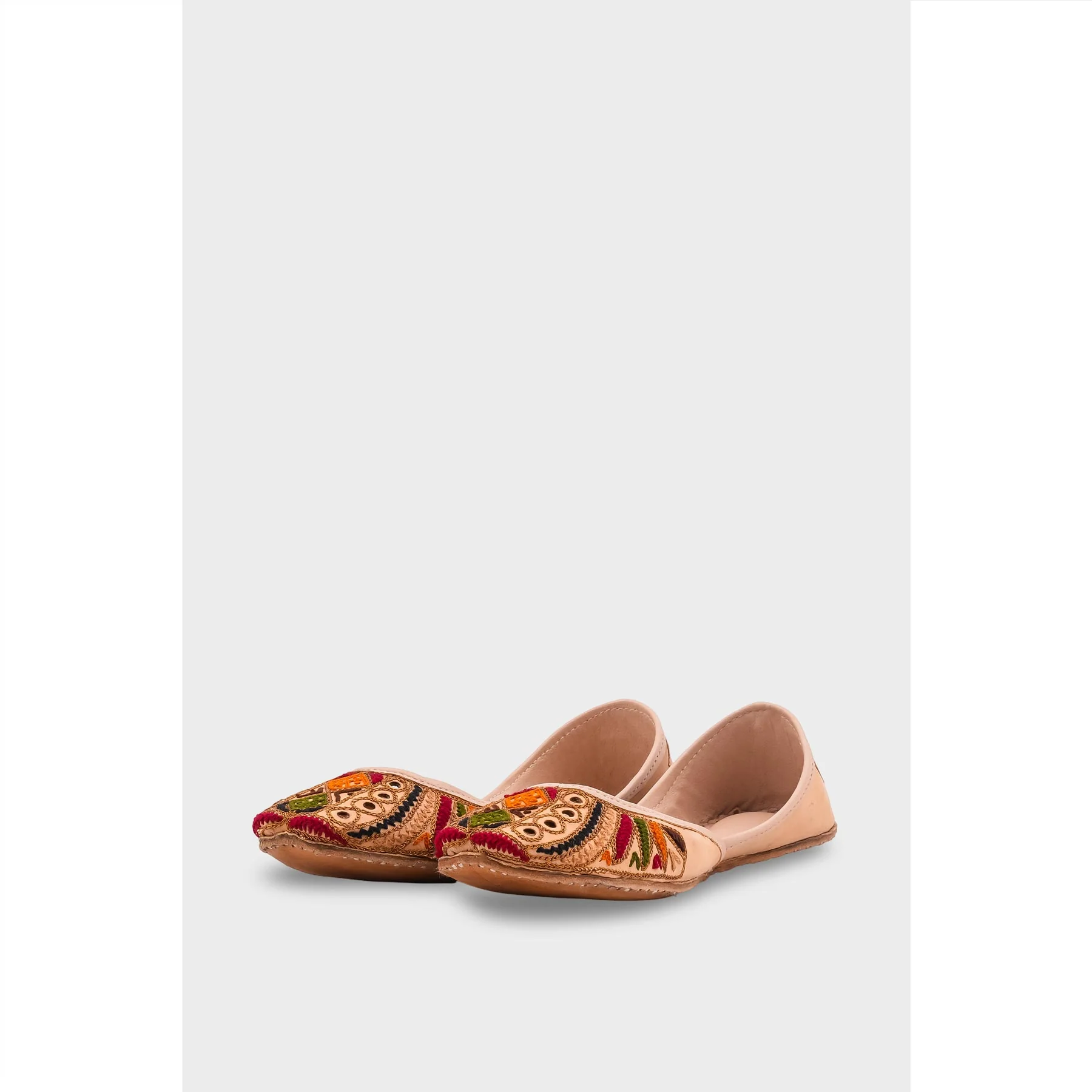 Beige Leather Khussa For Women EC8708 - Image 4