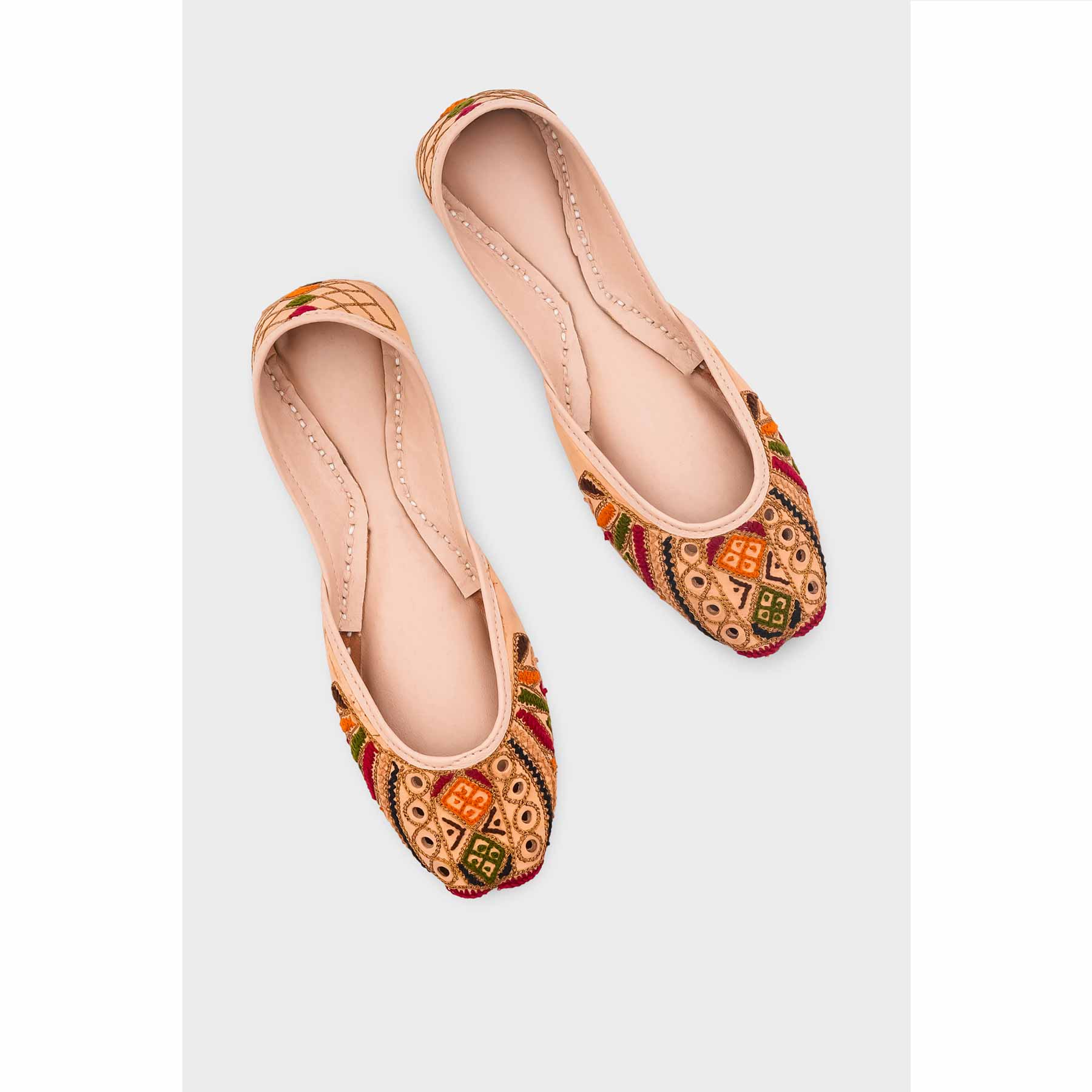 Beige Leather Khussa For Women EC8708 - Image 5