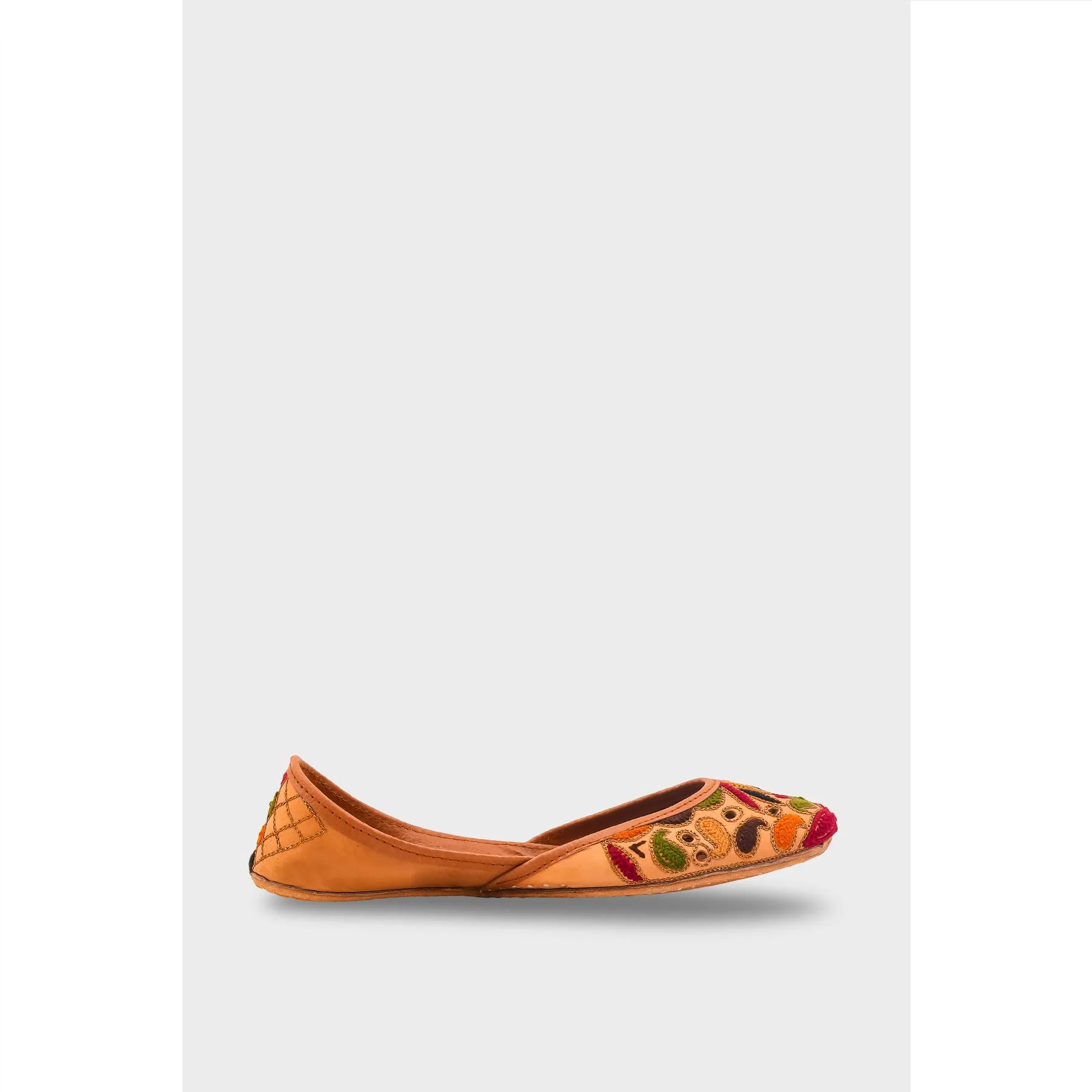 Beige Leather Khussa For Women EC8709 - Image 3