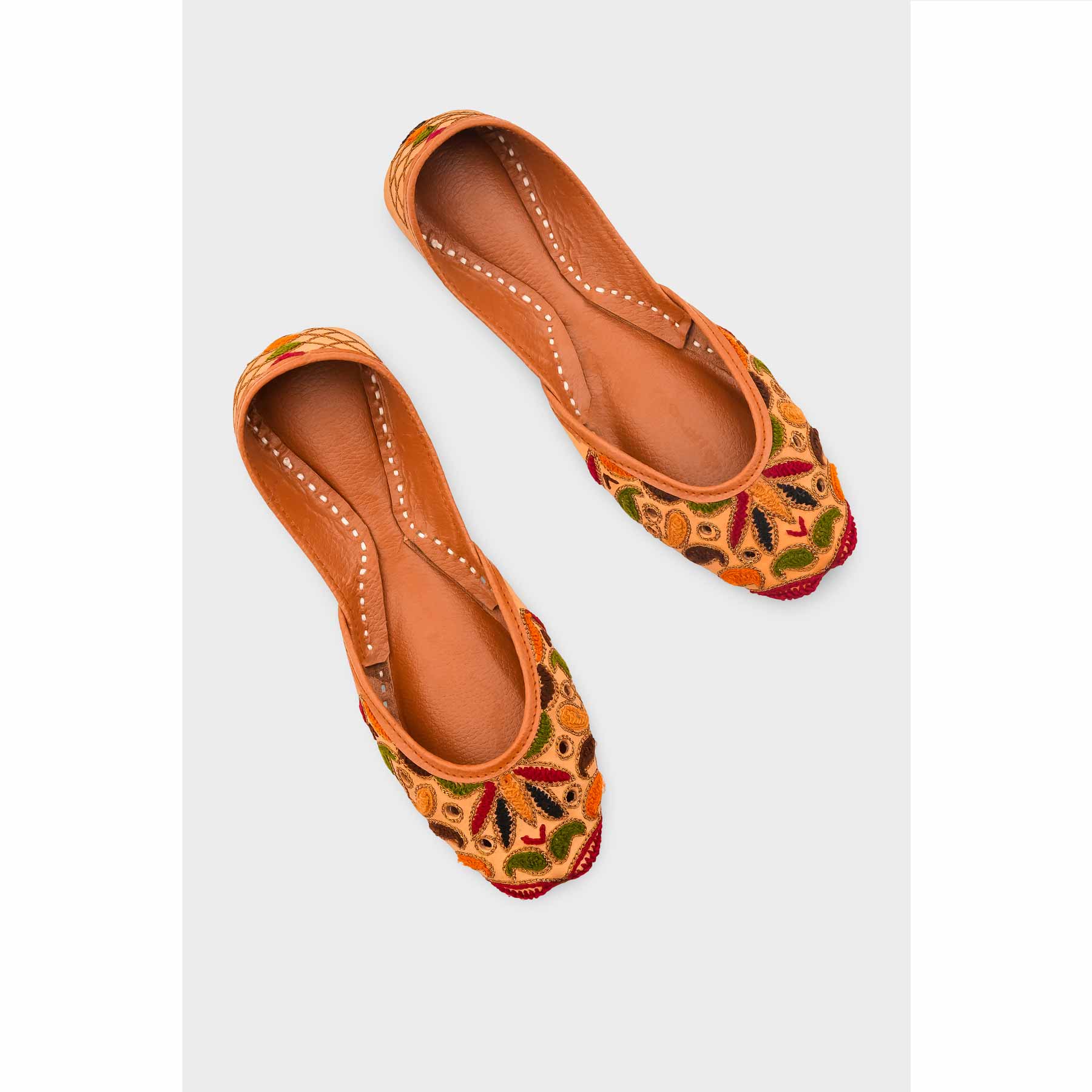 Beige Leather Khussa For Women EC8709 - Image 5