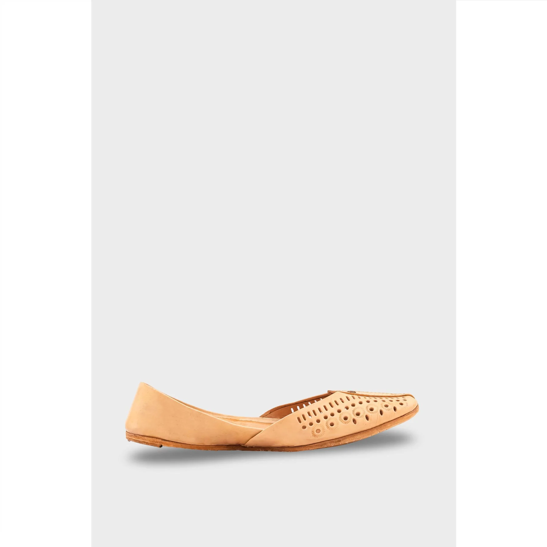 Beige Leather Khussa For Women EC8710 - Image 4