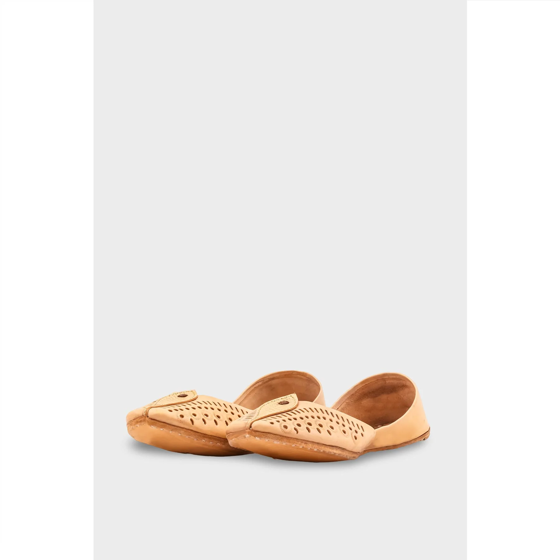 Beige Leather Khussa For Women EC8710 - Image 5