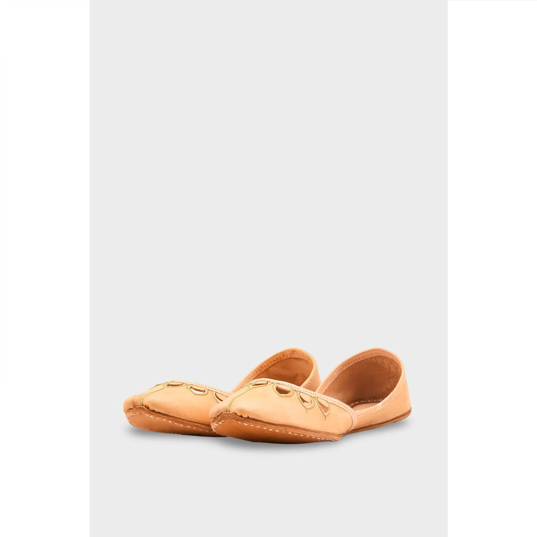 Beige Leather Khussa For Women EC8711 - Image 3