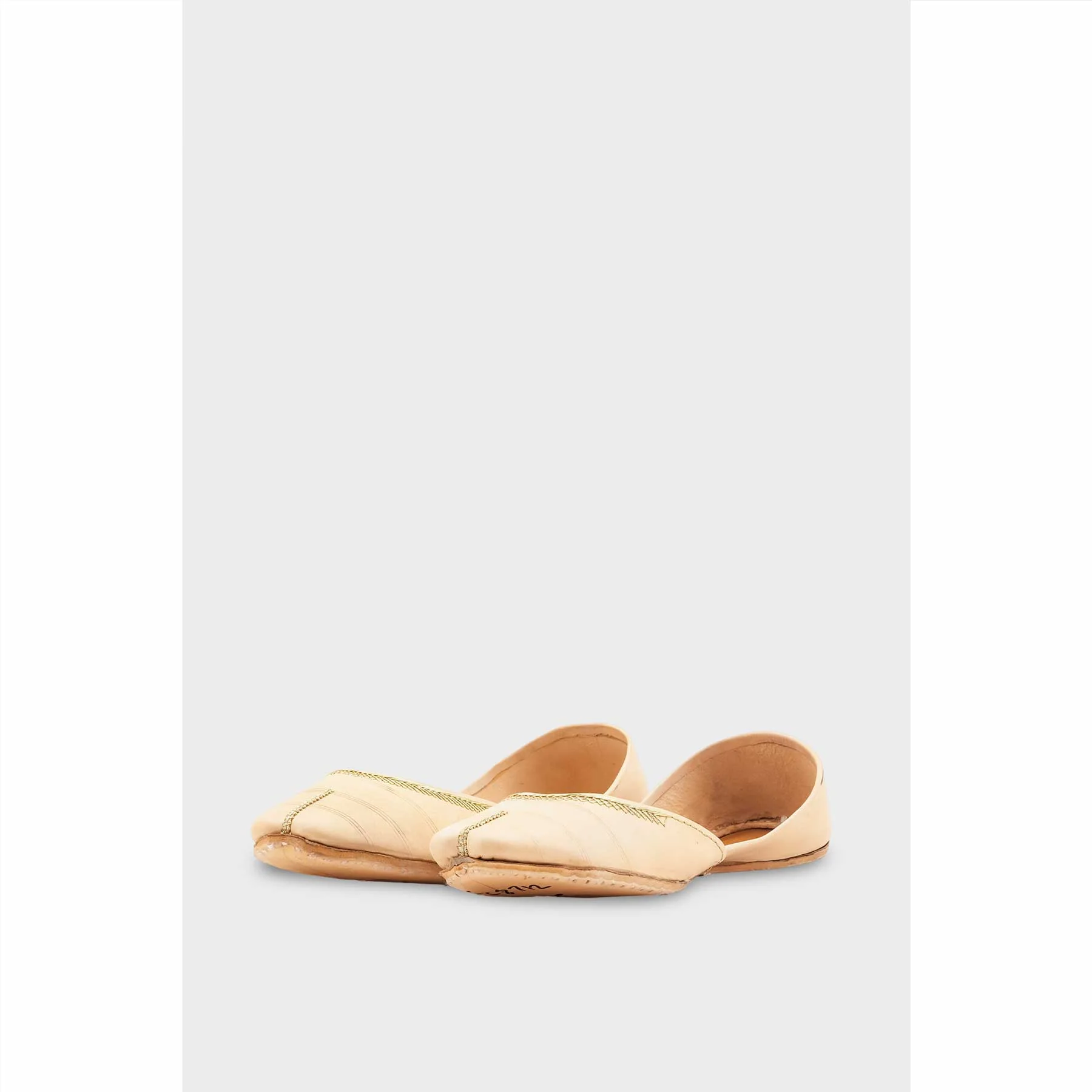 Beige Leather Khussa For Women EC8712 - Image 3