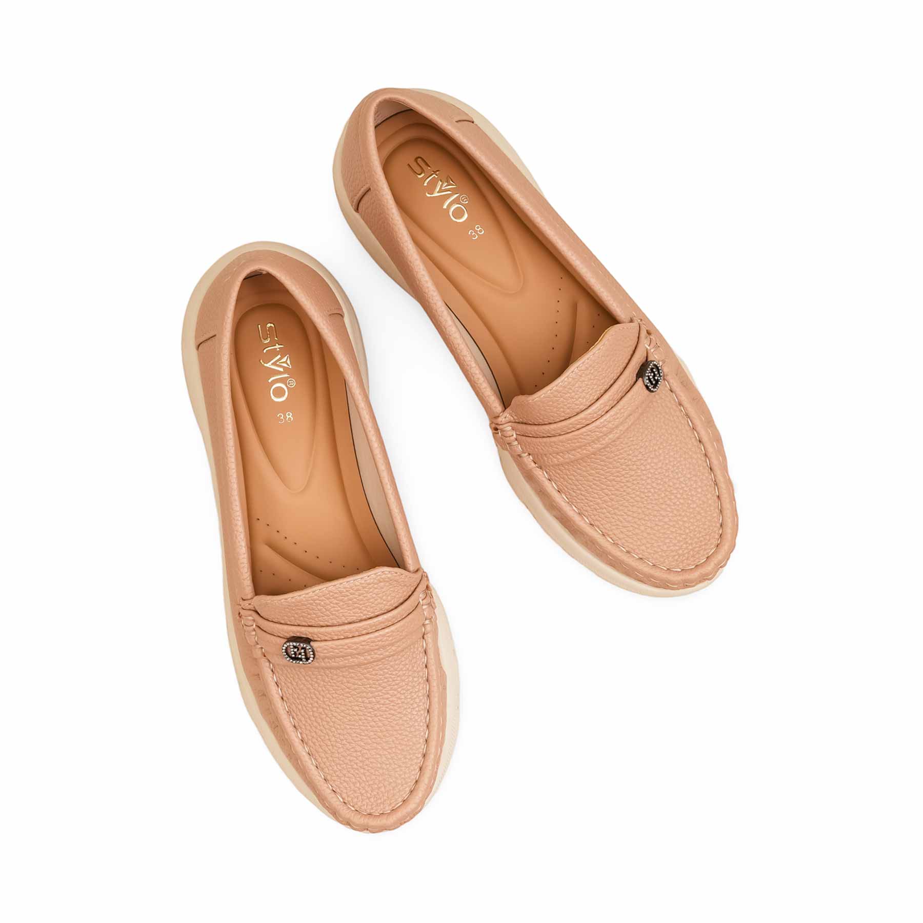 Beige Moccasin For Ladies WN4518 - Image 6