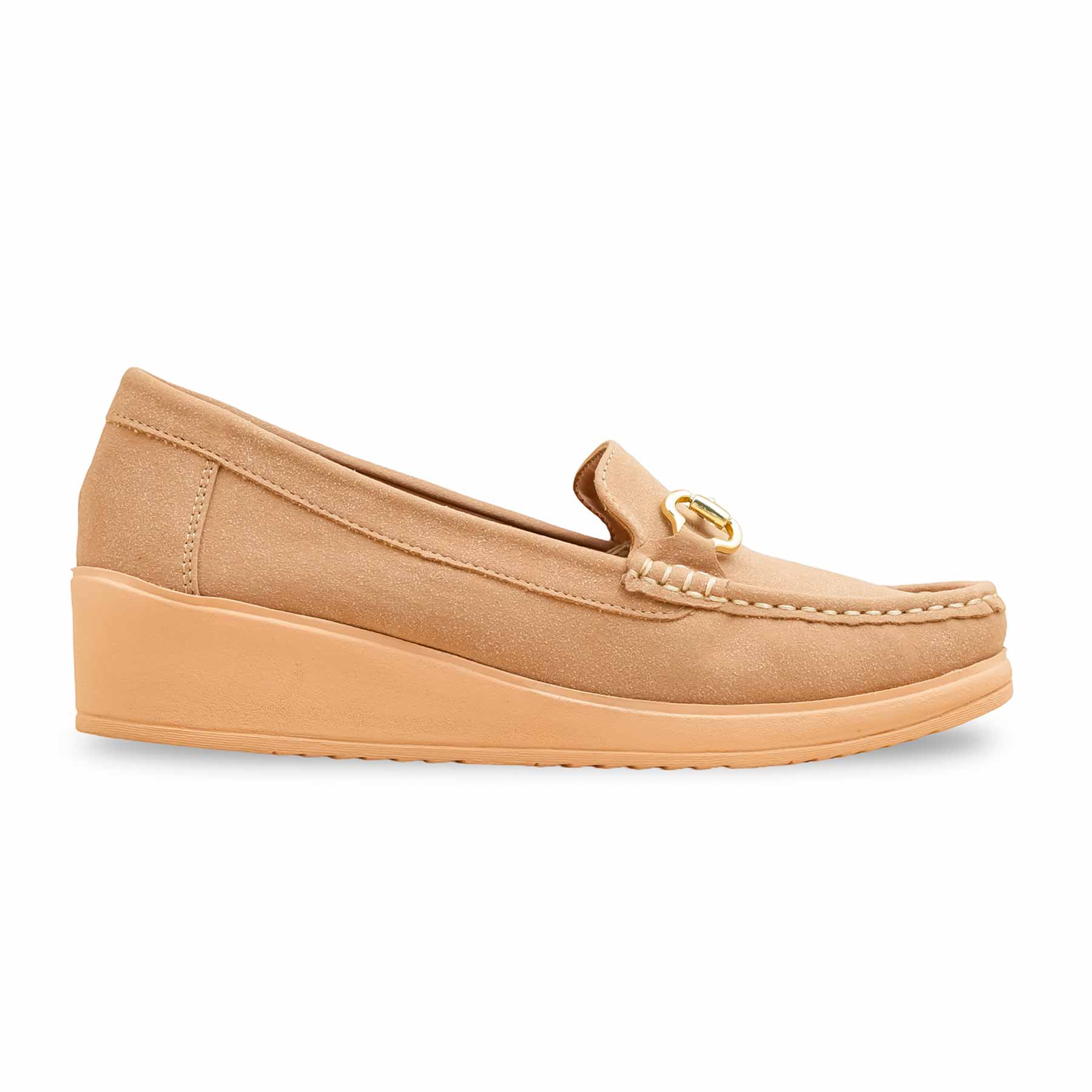 Beige Moccasin For Ladies WN4529 - Image 2