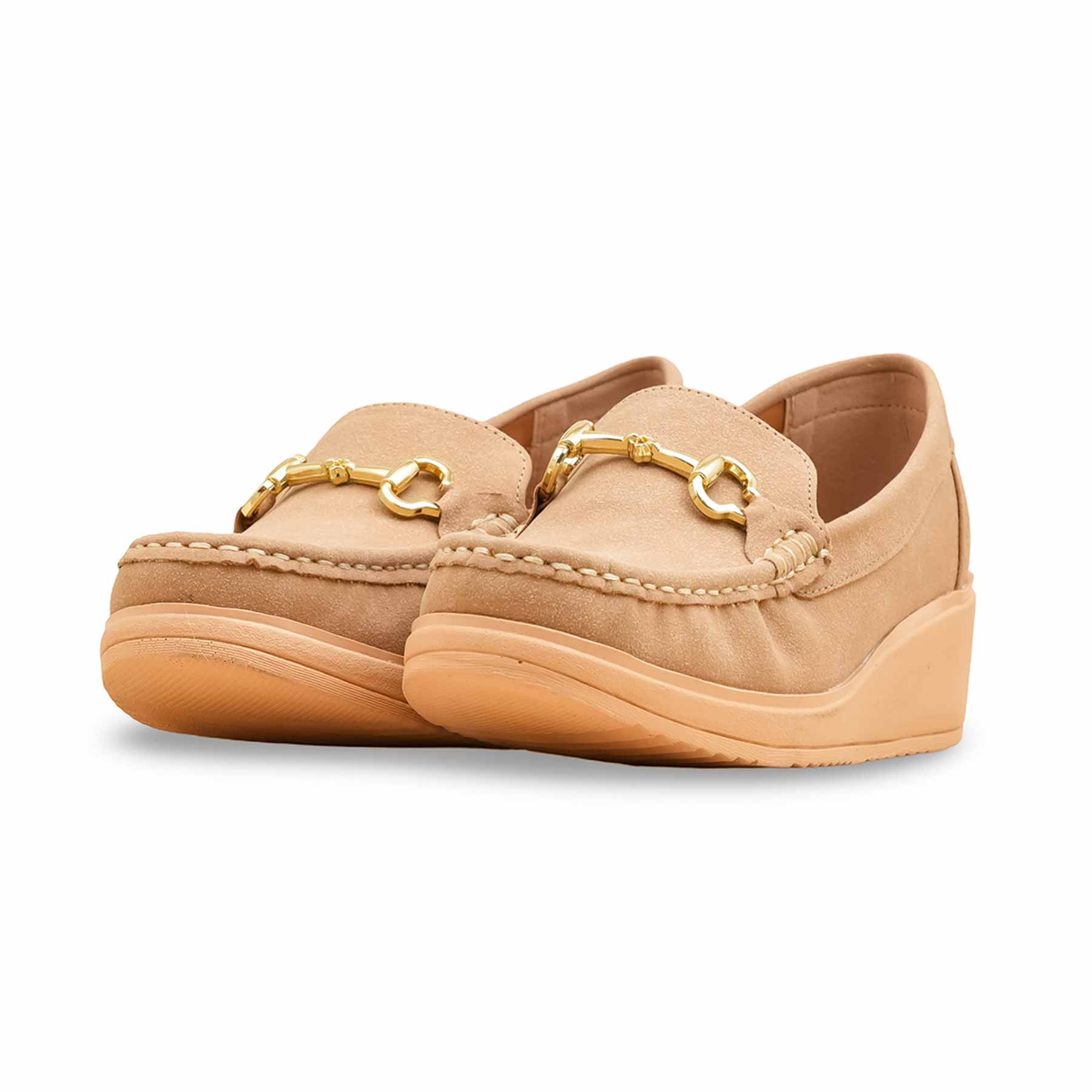 Beige Moccasin For Ladies WN4529 - Image 3