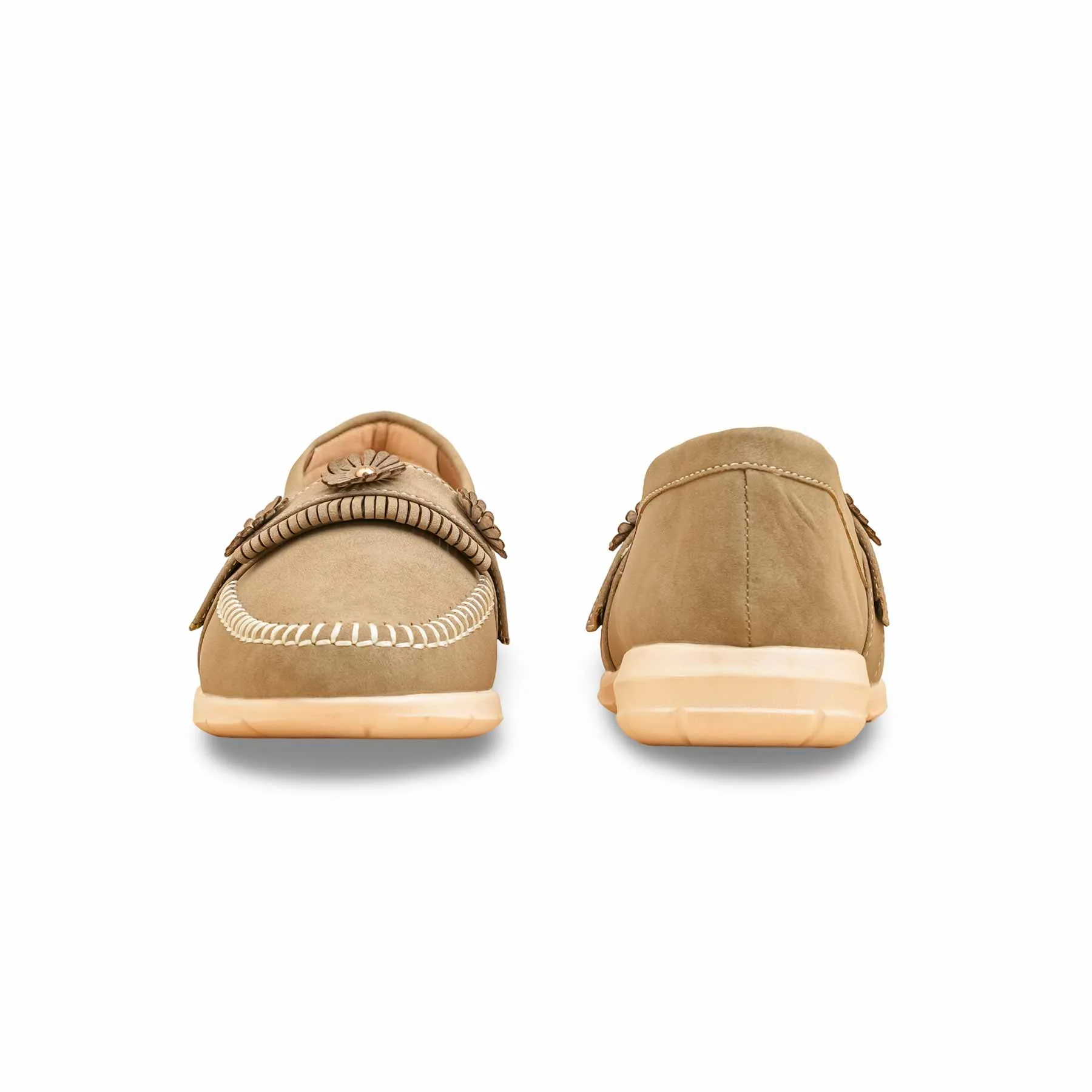 Beige Moccasin For Ladies WN4558 - Image 5