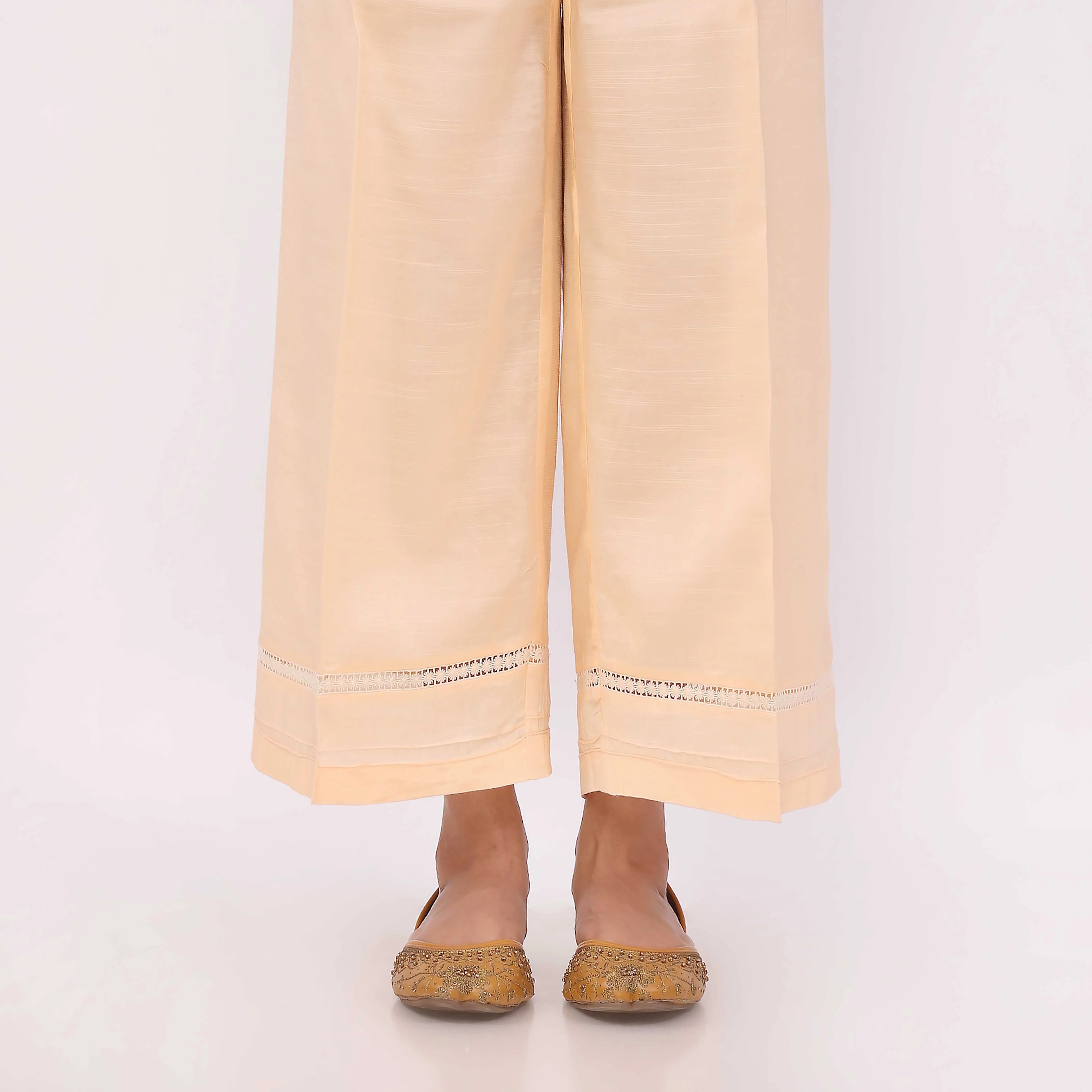 Beige Raw Silk Straight Leg Trouser PL5124 - Image 2
